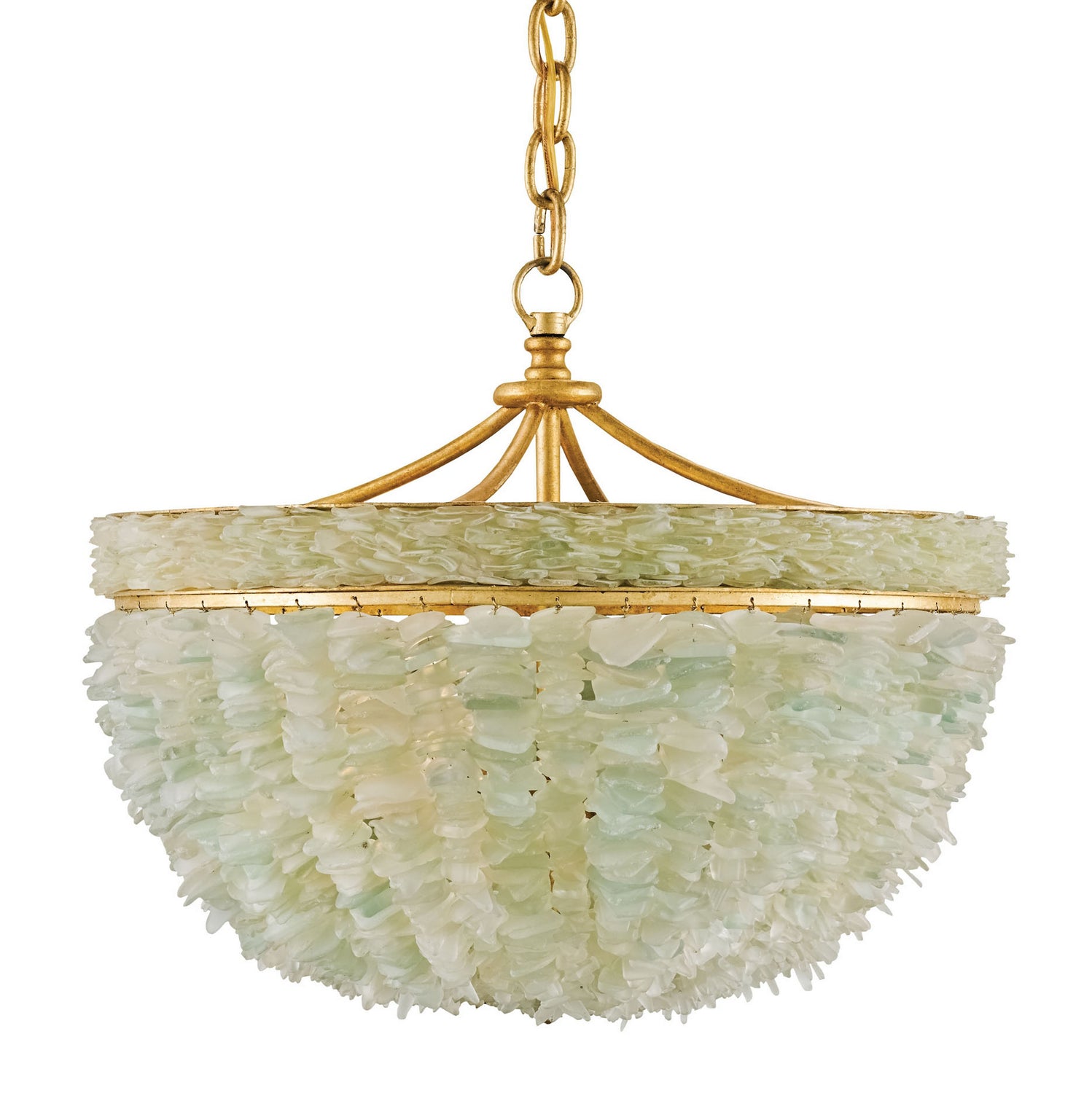 Three Light Pendant from the Bayou collection in Contemporary Gold Leaf/Seaglass finish
