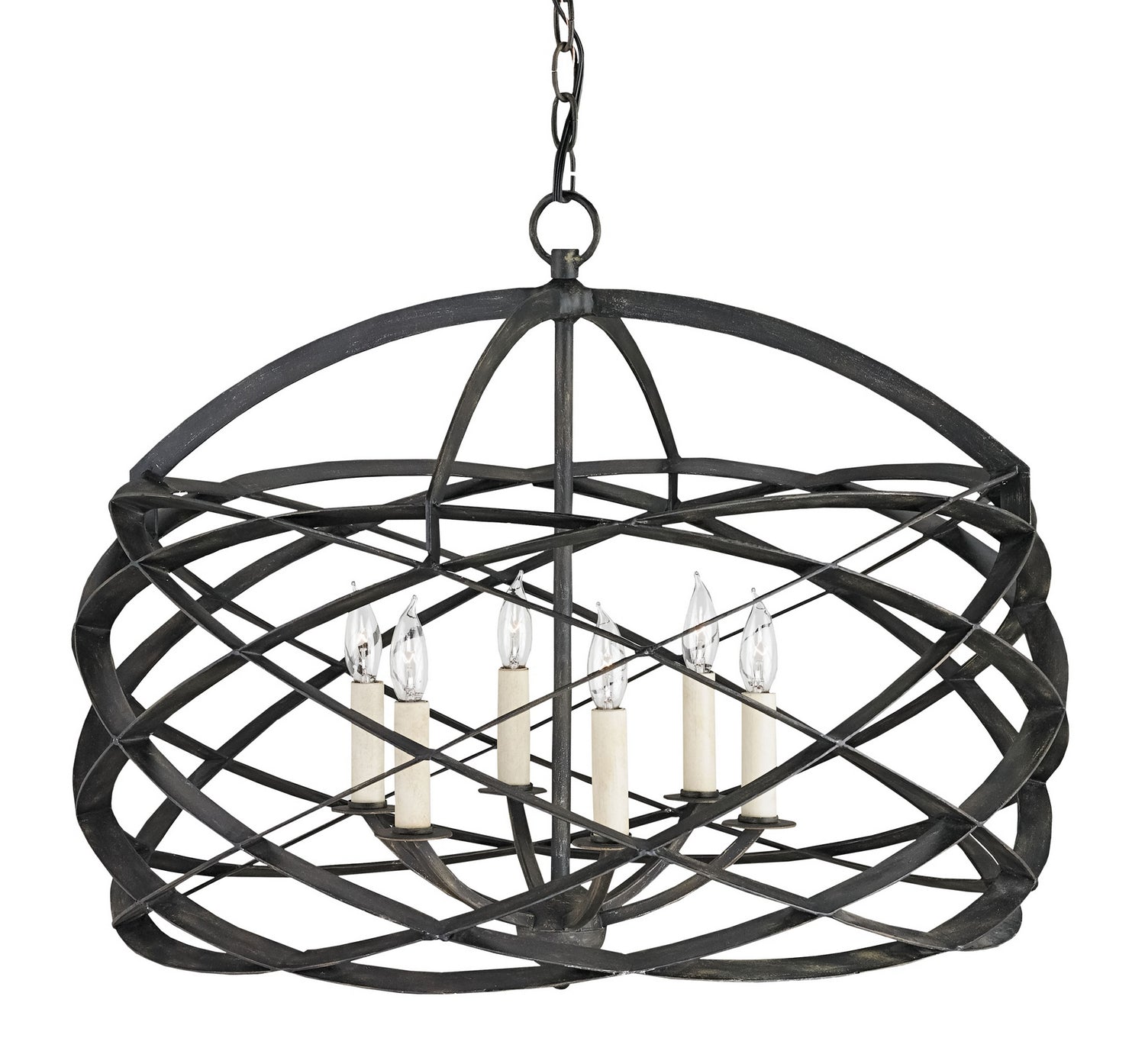 Six Light Chandelier from the Horatio collection in Black Iron finish