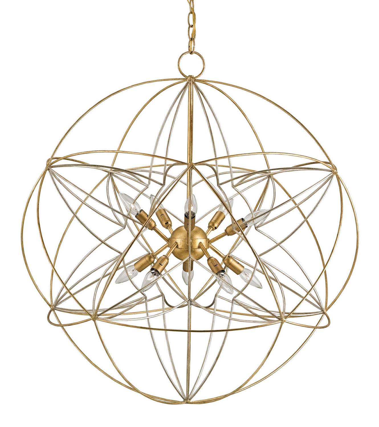Ten Light Chandelier from the Zenda collection in Contemporary Gold Leaf/Contemporary Silver Leaf finish