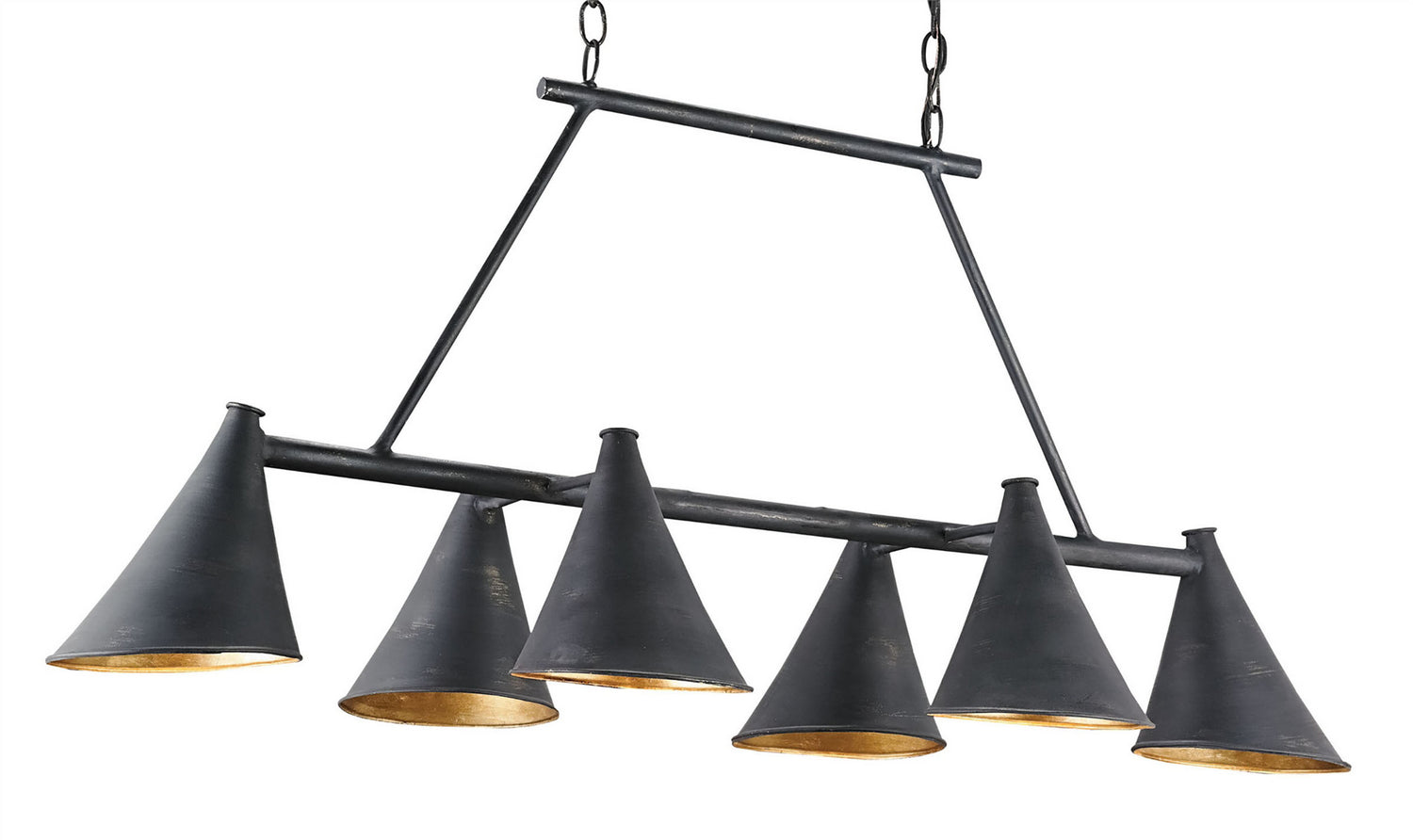 Six Light Chandelier from the Culpepper collection in French Black/Contemporary Gold Leaf finish