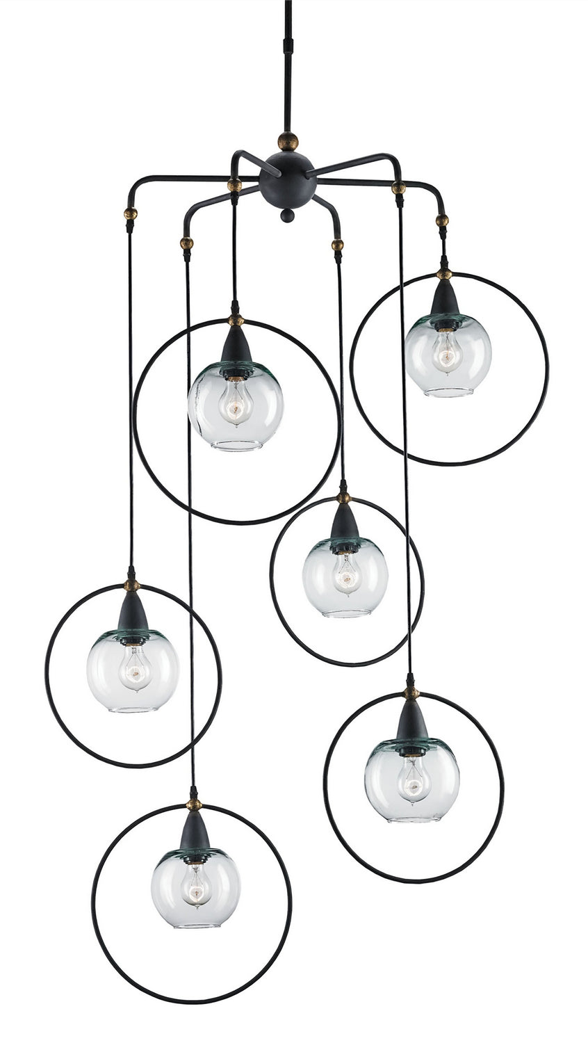 Six Light Pendant from the Moorsgate collection in Blacksmith/Old Brass finish