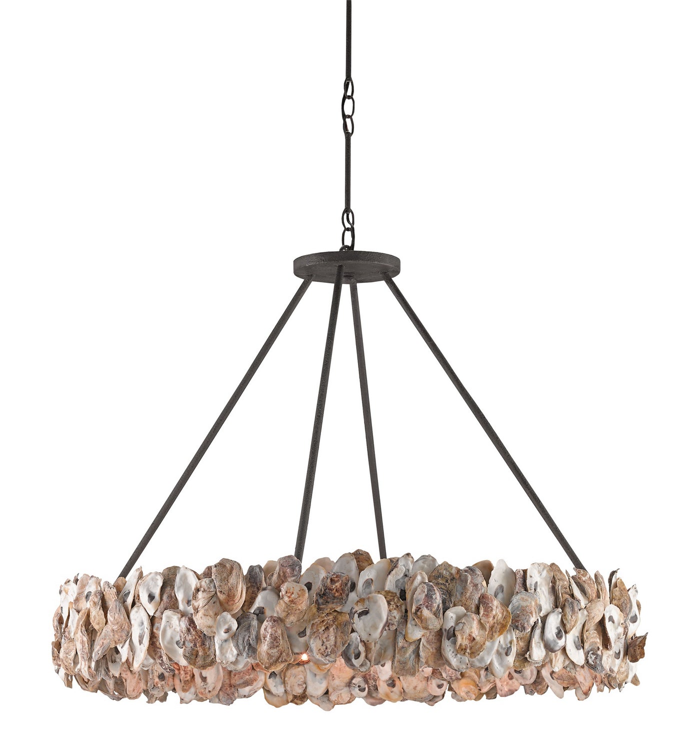 Eight Light Chandelier from the Oyster collection in Textured Bronze/Natural finish
