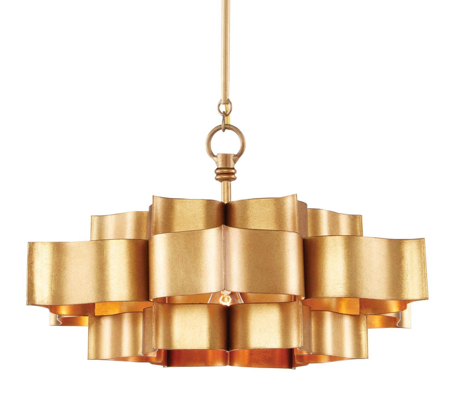 One Light Chandelier from the Grand collection in Antique Gold Leaf finish