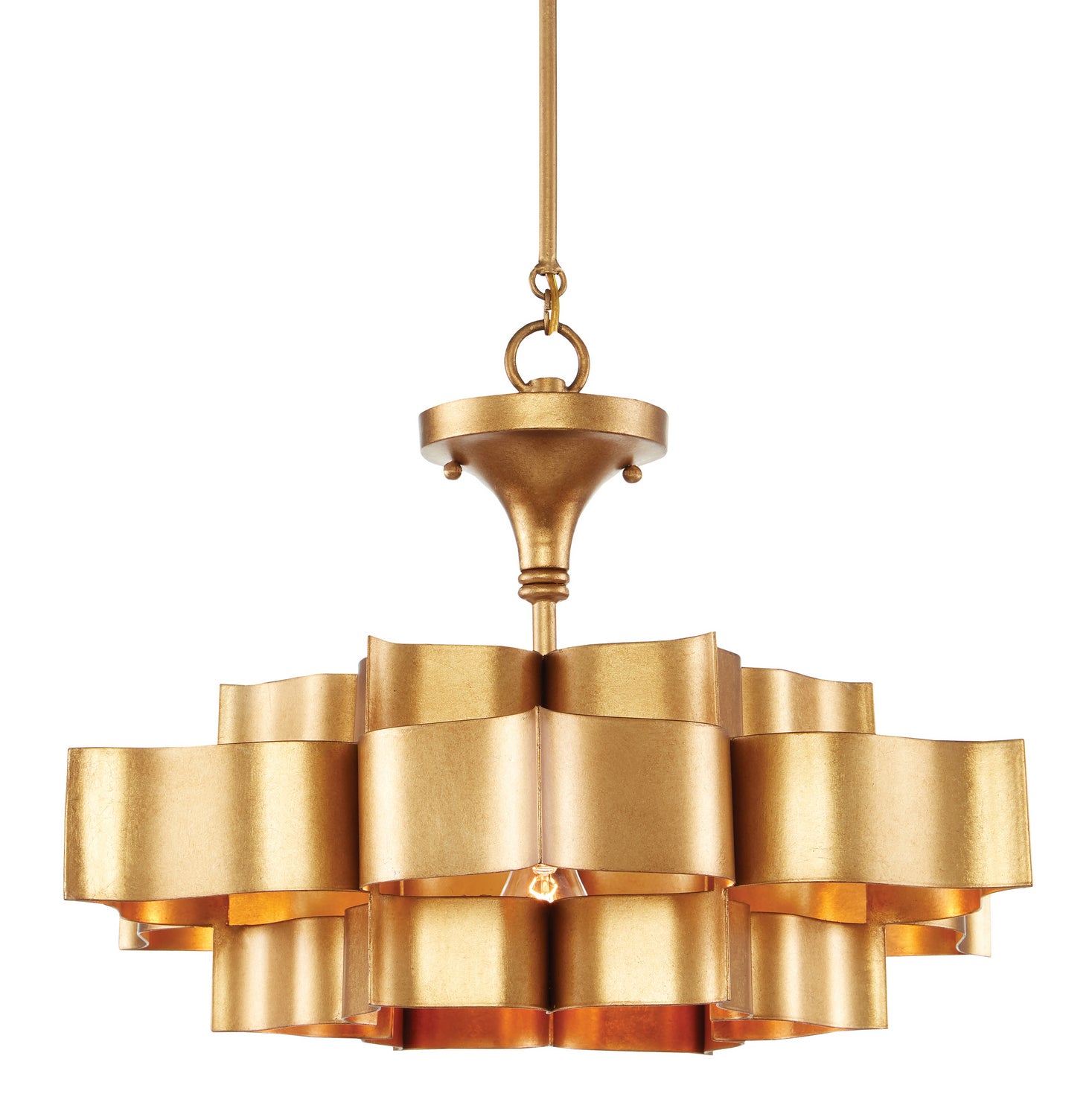 One Light Chandelier from the Grand collection in Antique Gold Leaf finish