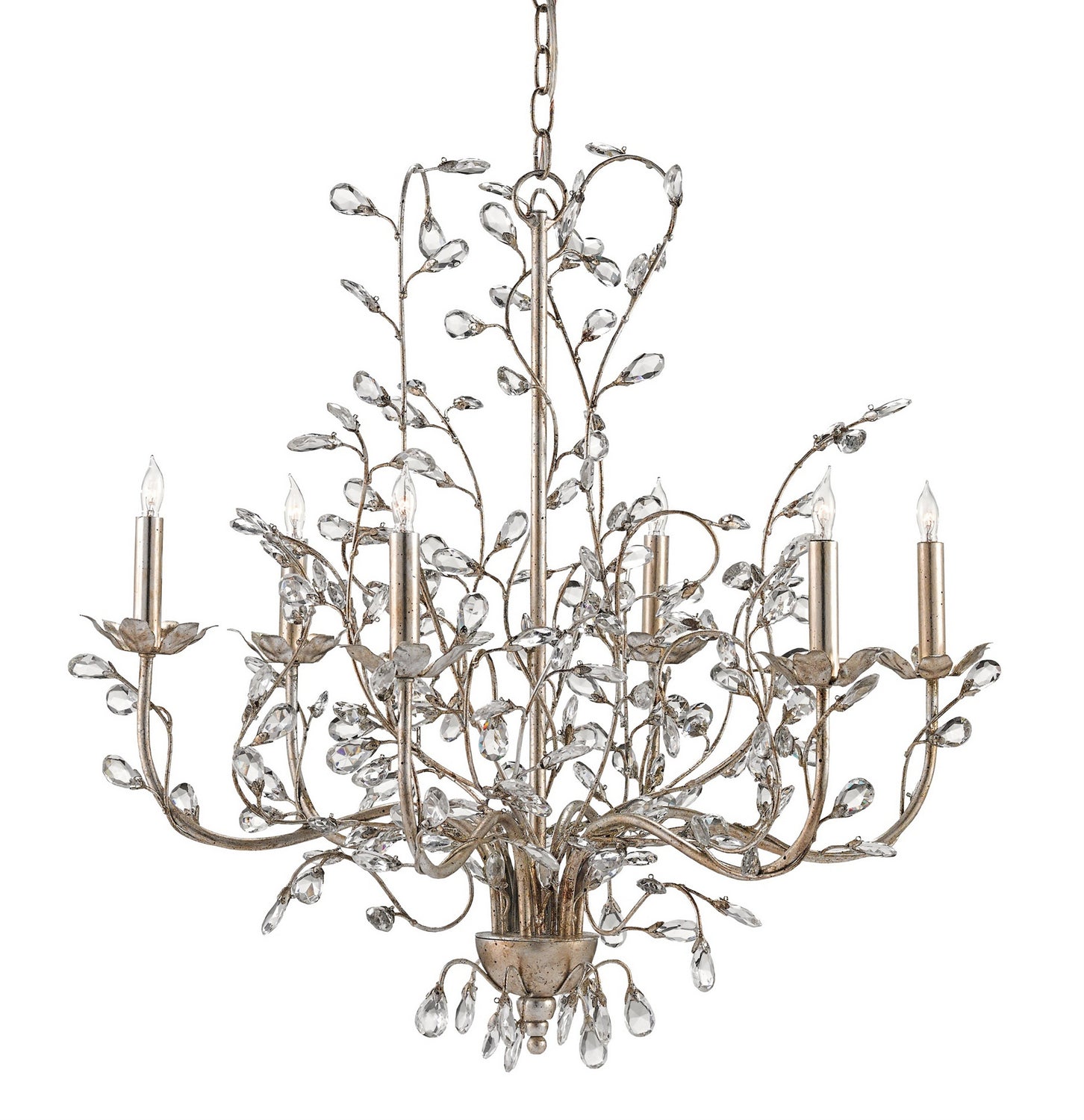 Six Light Chandelier from the Crystal collection in Silver Granello finish
