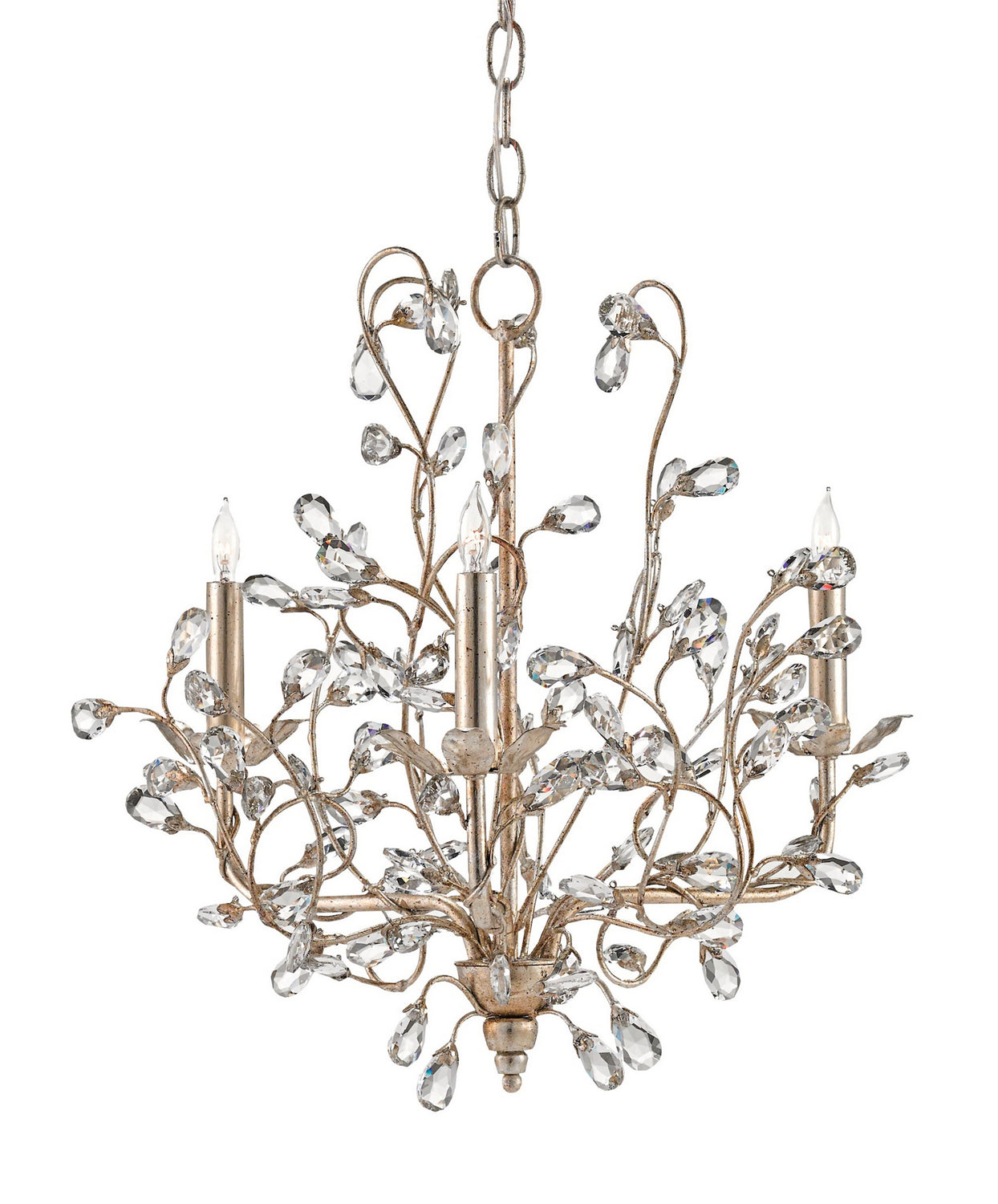 Three Light Chandelier from the Crystal collection in Silver Granello finish