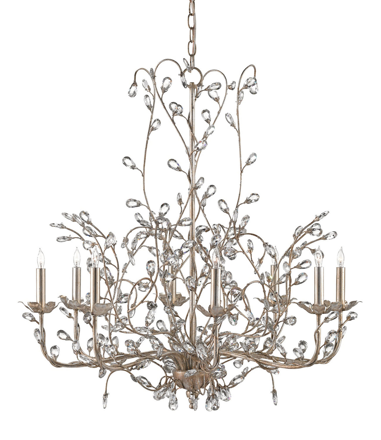 Eight Light Chandelier from the Crystal collection in Silver Granello finish