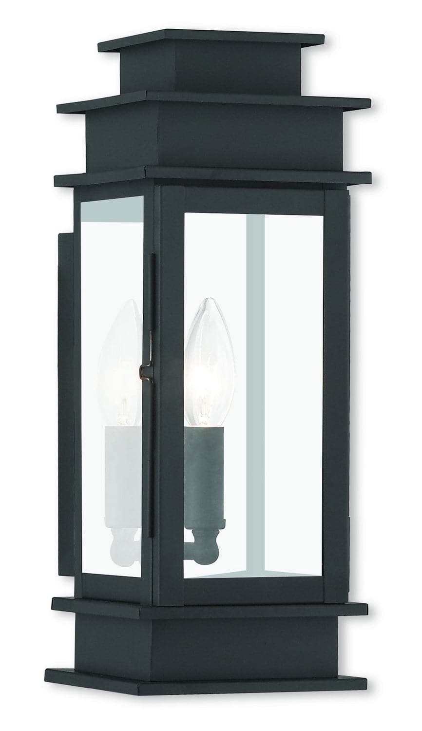 Livex Lighting - 2013-04 - One Light Outdoor Wall Lantern - Princeton - Black w/ Polished Chrome Stainless Steel