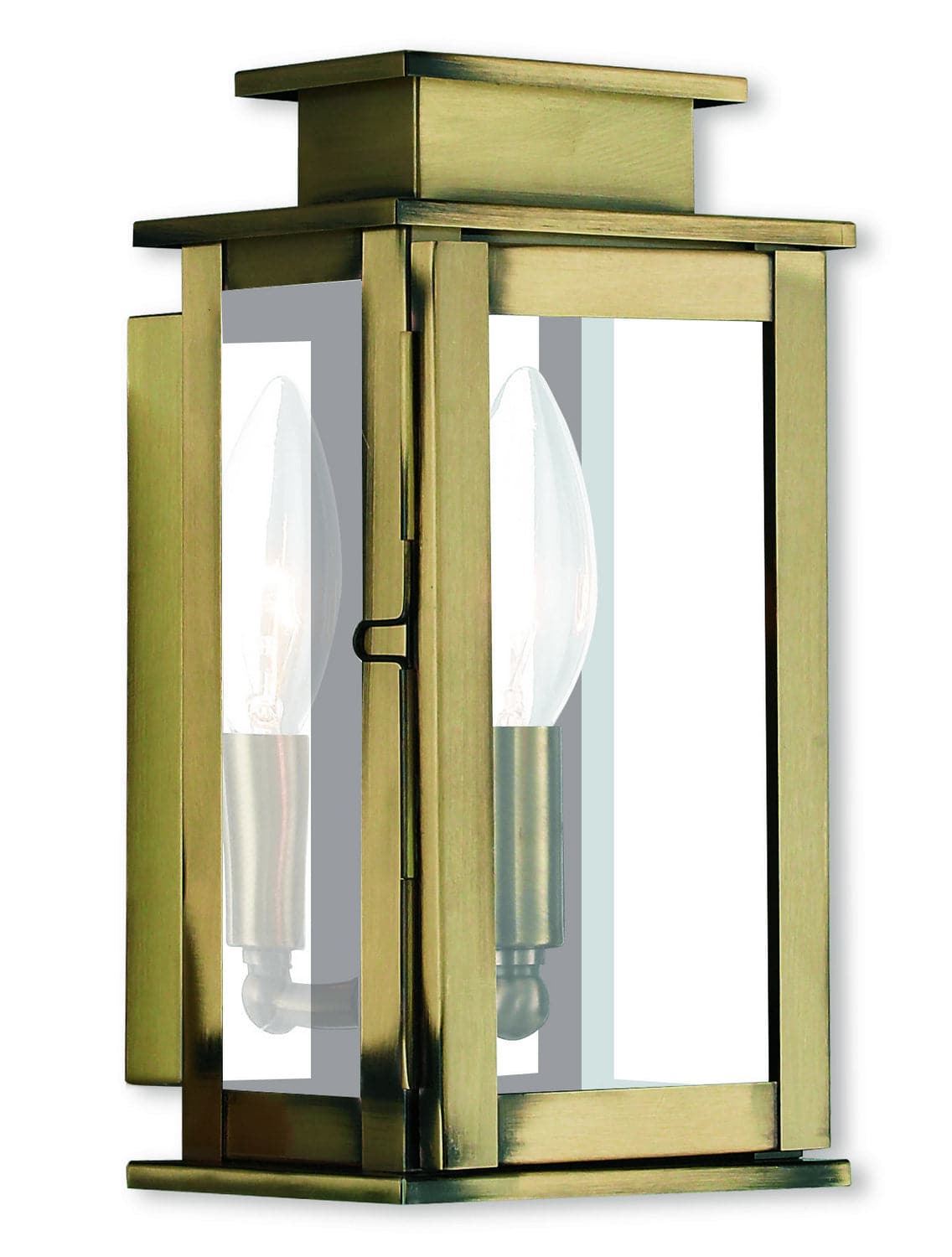 Livex Lighting - 20191-01 - One Light Outdoor Wall Lantern - Princeton - Antique Brass w/ Polished Chrome Stainless Steel