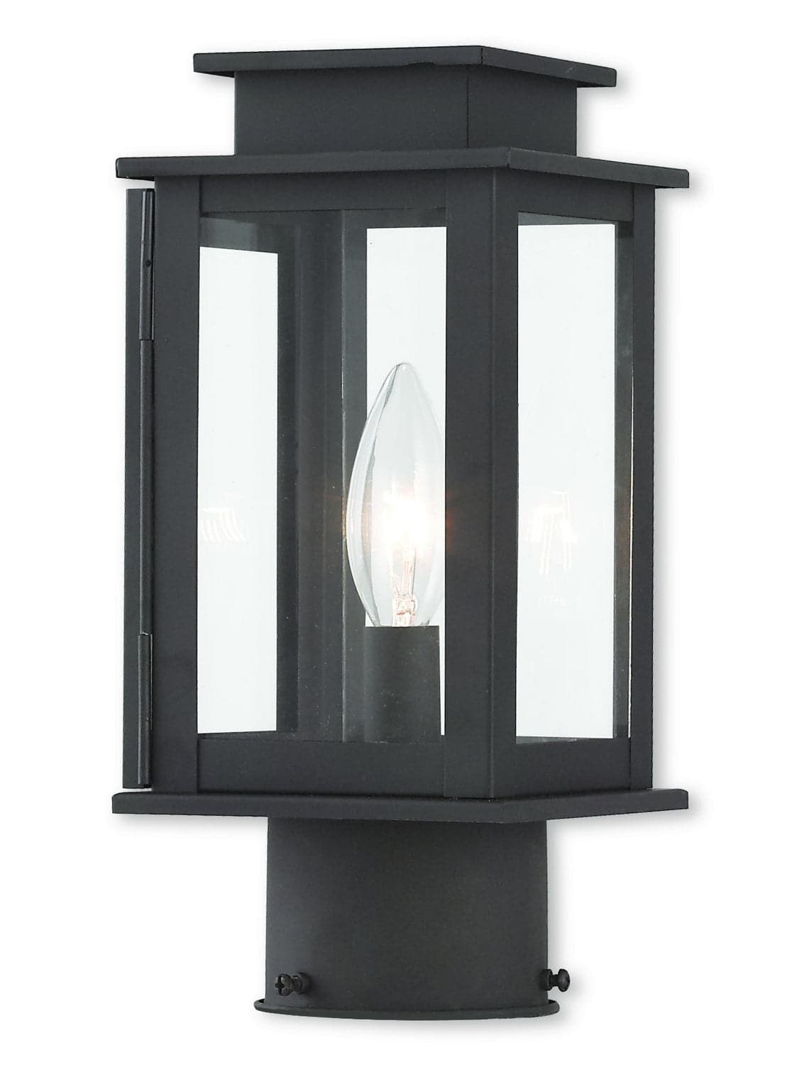 Livex Lighting - 20201-07 - One Light Outdoor Post-Top Lanterm - Princeton - Bronze w/ Polished Chrome Stainless Steel