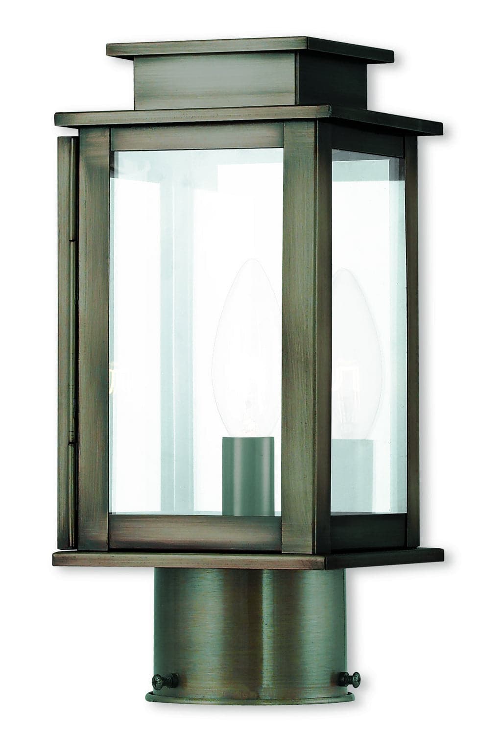 Livex Lighting - 20201-29 - One Light Outdoor Post-Top Lanterm - Princeton - Vintage Pewter w/ Polished Chrome Stainless Steel