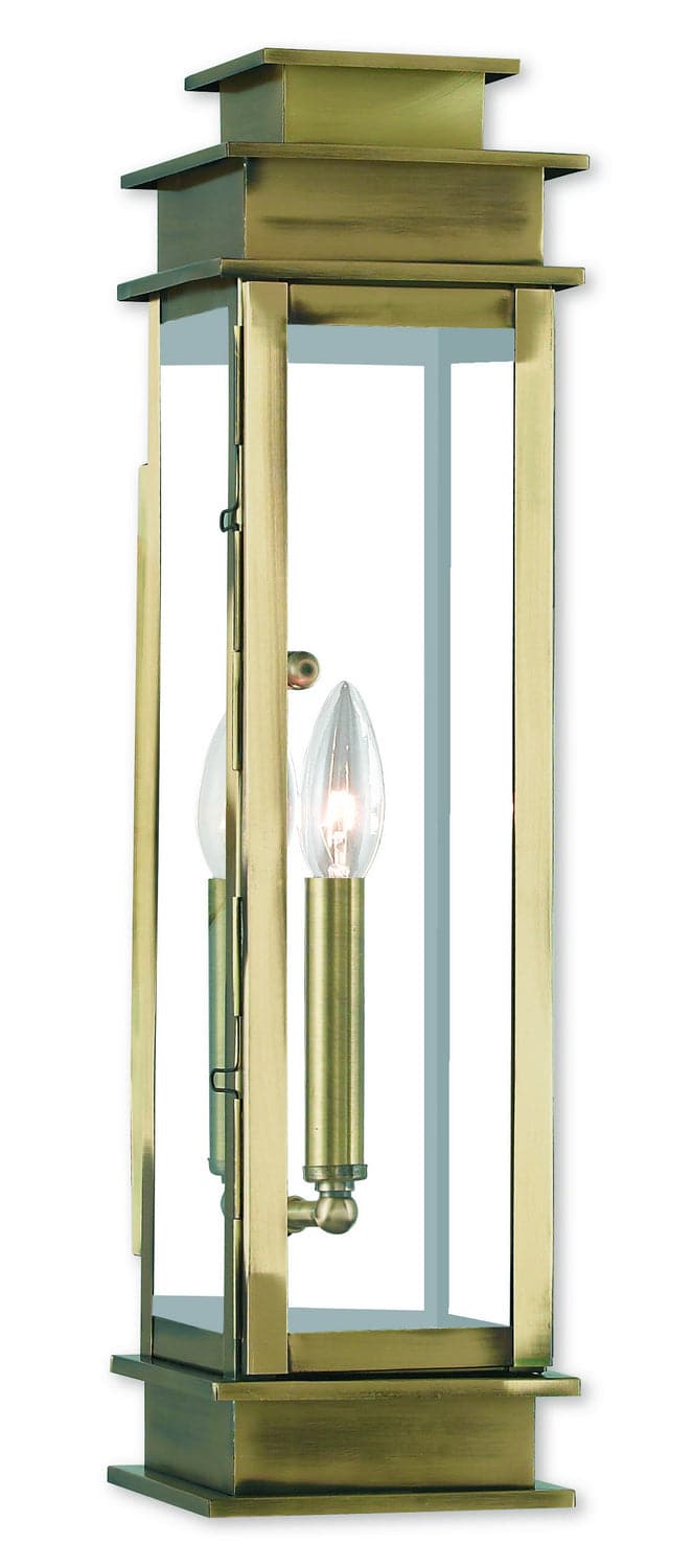 Livex Lighting - 20207-01 - One Light Outdoor Wall Lantern - Princeton - Antique Brass w/ Polished Chrome Stainless Steel