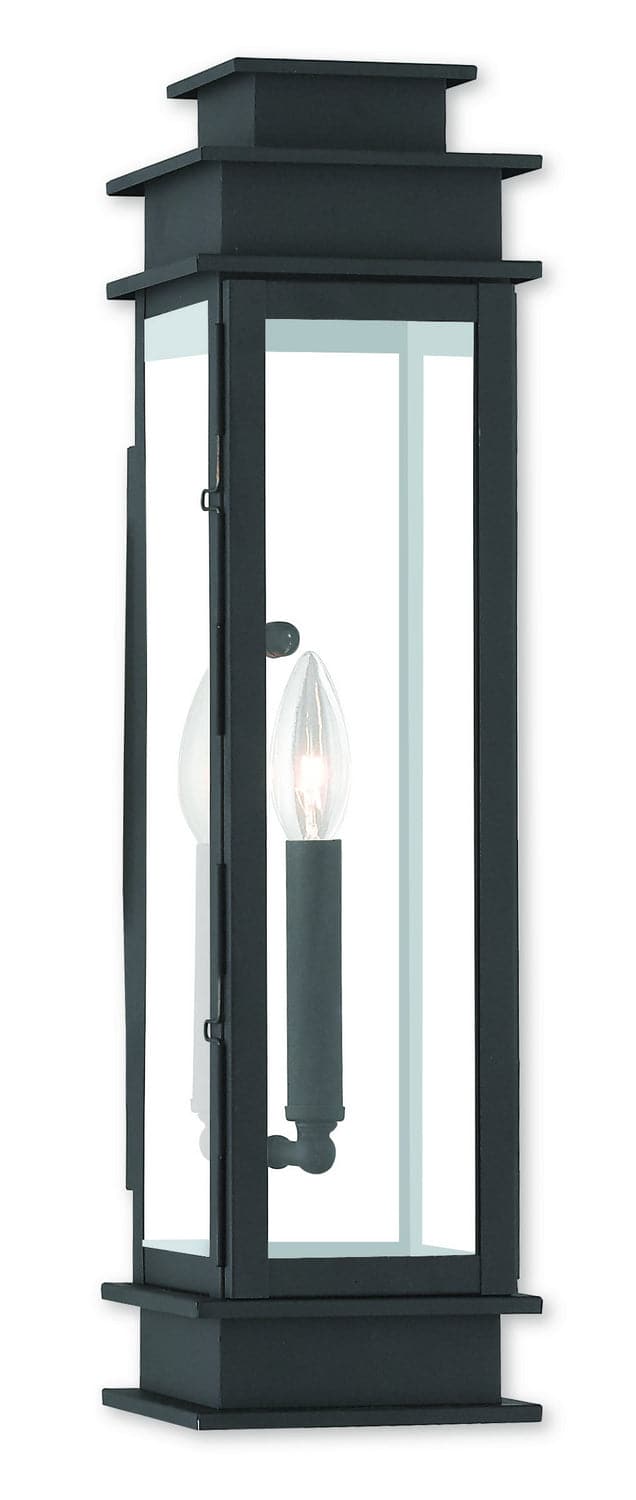 Livex Lighting - 20207-04 - One Light Outdoor Wall Lantern - Princeton - Black w/ Polished Chrome Stainless Steel