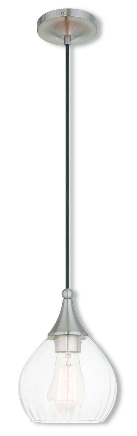 Livex Lighting - 40601-91 - One Light Mini Pendant - Hand Blown Art Glass Mini Pendants - Brushed Nickel