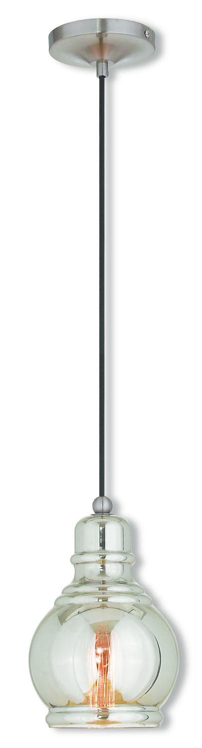 Livex Lighting - 40604-91 - One Light Mini Pendant - Hand Blown Art Glass Mini Pendants - Brushed Nickel