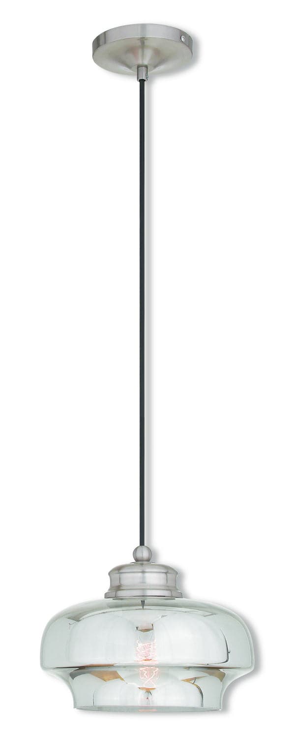 Livex Lighting - 40607-91 - One Light Mini Pendant - Hand Blown Art Glass Mini Pendants - Brushed Nickel