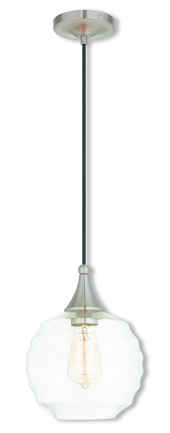 Livex Lighting - 40611-91 - One Light Mini Pendant - Hand Blown Art Glass Mini Pendants - Brushed Nickel