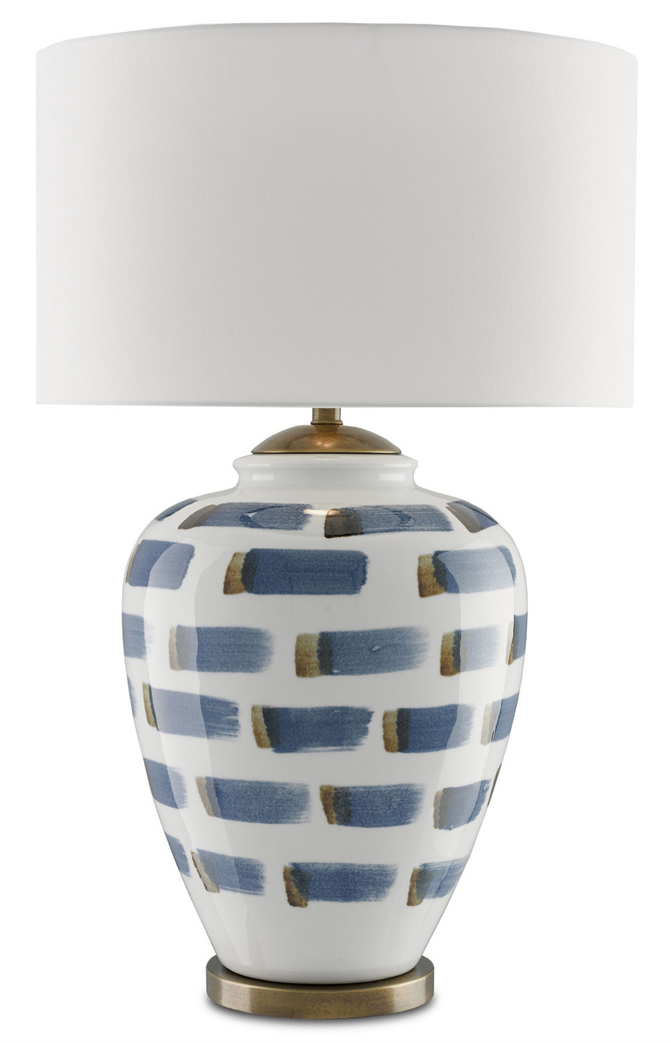 One Light Table Lamp from the Brushstroke collection in White/Blue/Antique Brass finish