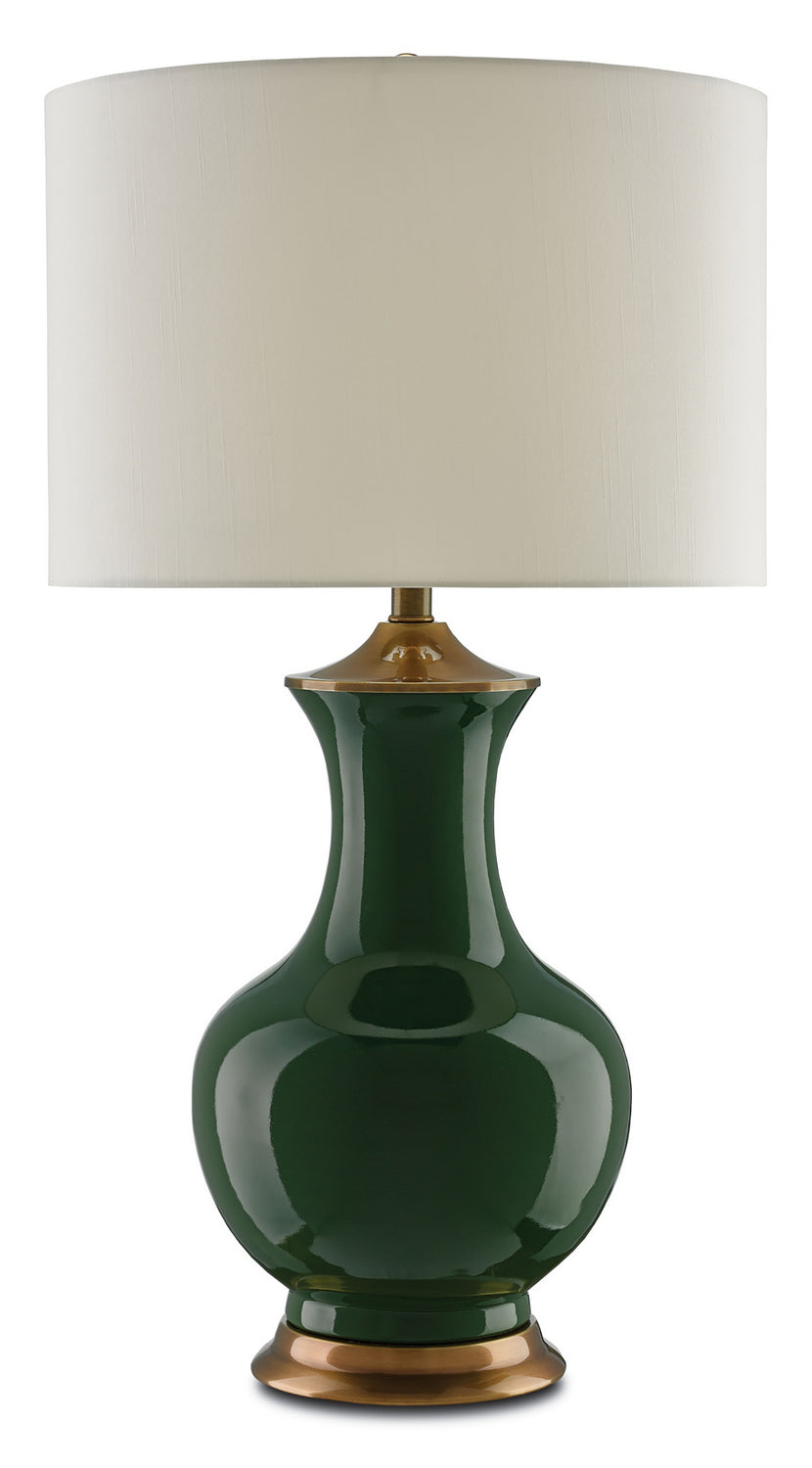 One Light Table Lamp from the Lilou collection in Green/Antique Brass finish