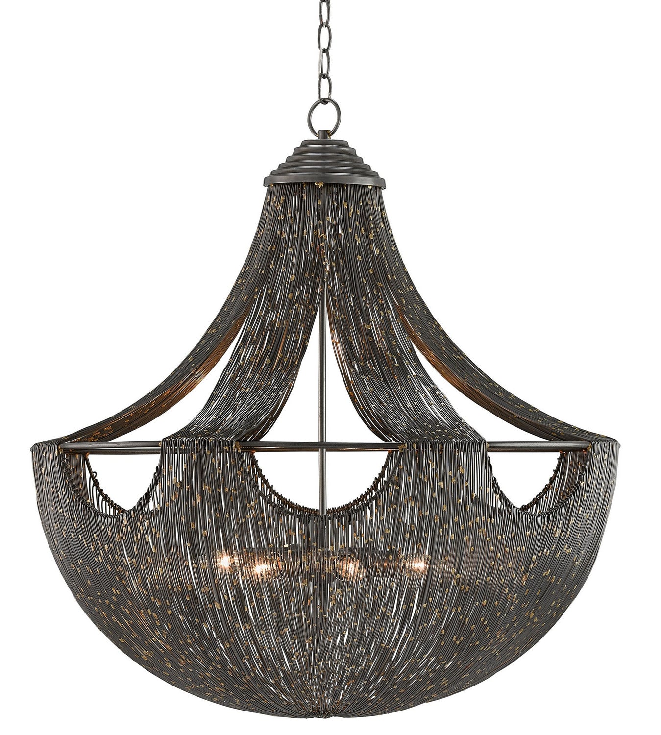Six Light Chandelier from the Eduardo collection in Natural Iron/Brass finish
