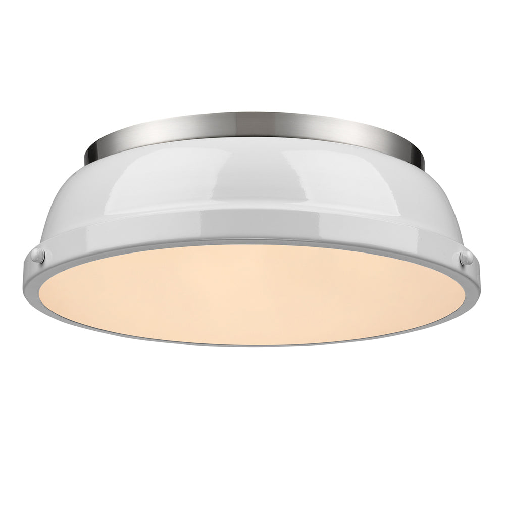 Golden - 3602-14 PW-WH - Two Light Flush Mount - Duncan PW - Pewter