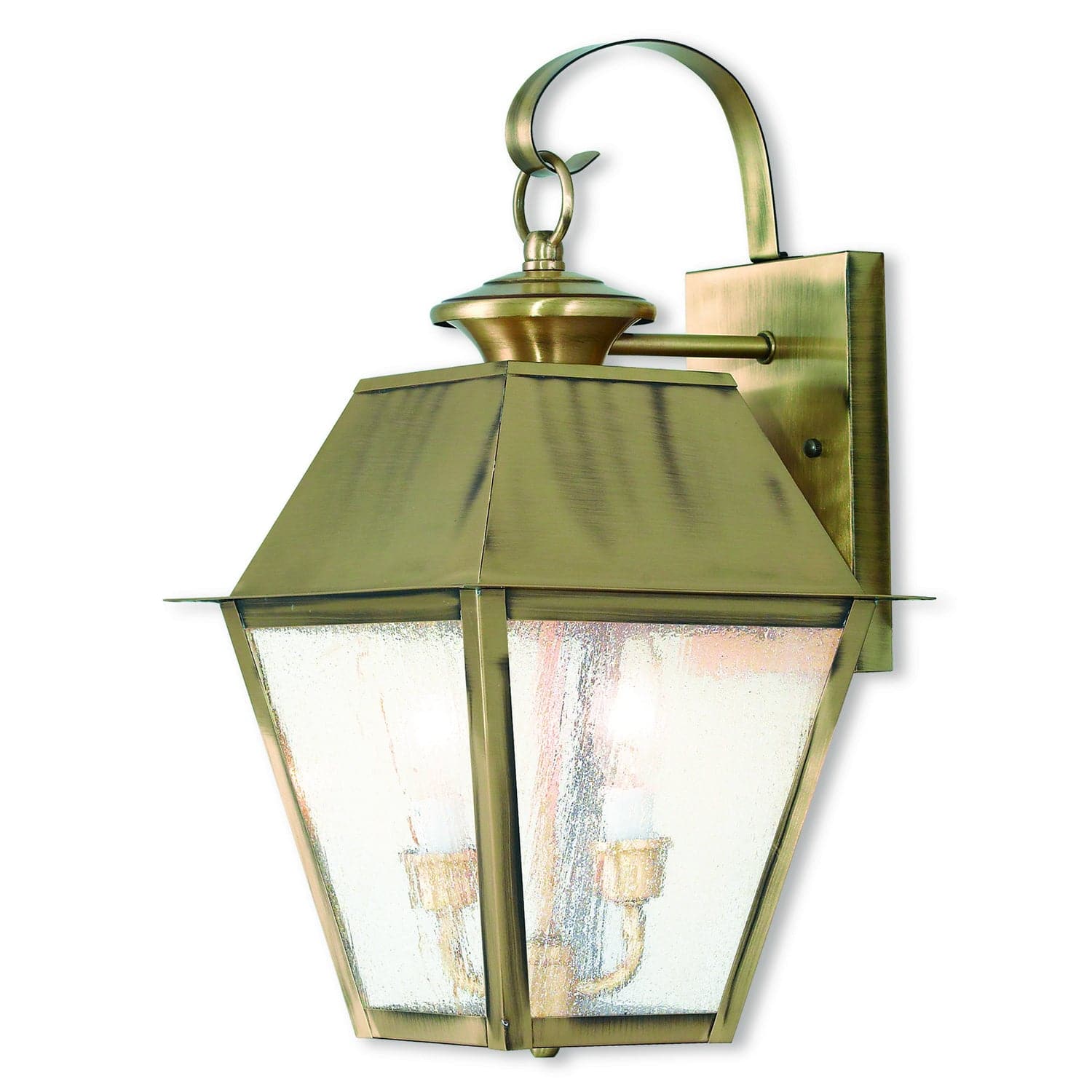 Livex Lighting - 2165-01 - Two Light Outdoor Wall Lantern - Mansfield - Antique Brass