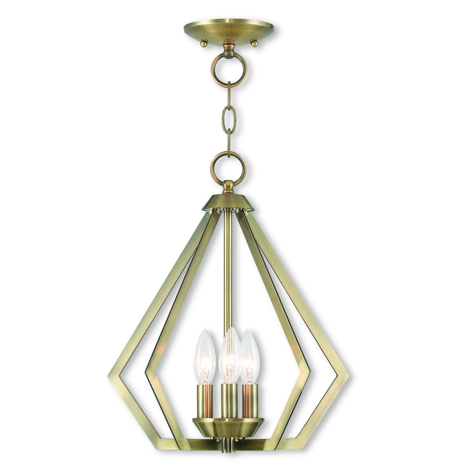 Livex Lighting - 40923-01 - Three Light Mini Chandelier/Ceiling Mount - Prism - Antique Brass