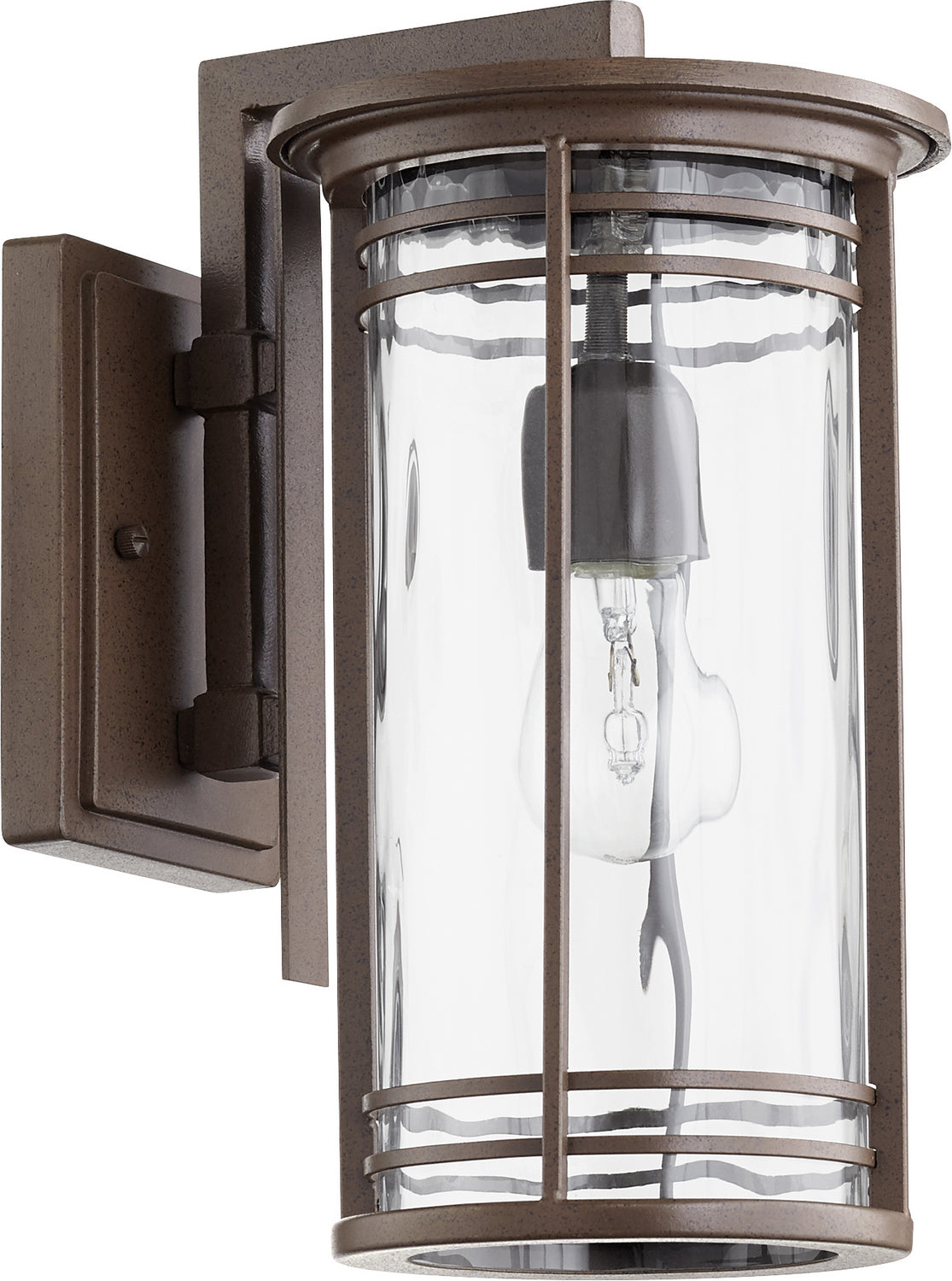 Quorum - 7916-7-186 - One Light Outdoor Lantern - Larson - Oiled Bronze w/ Clear Hammered Glass