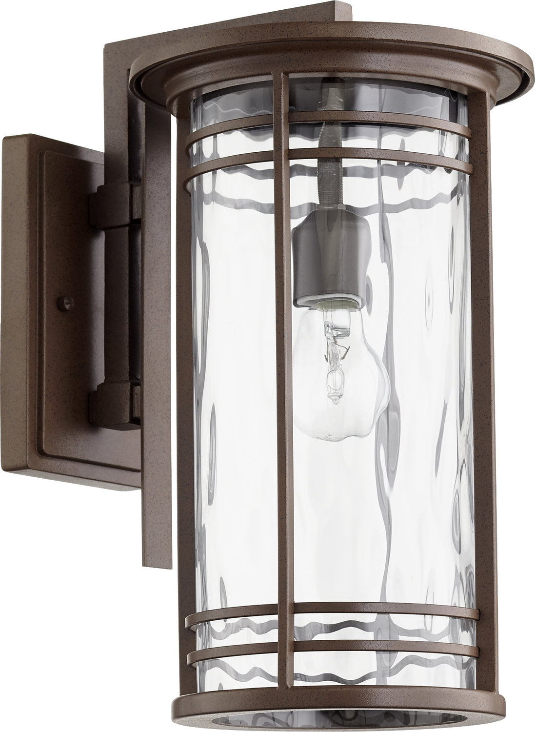 Quorum - 7916-9-186 - One Light Outdoor Lantern - Larson - Oiled Bronze w/ Clear Hammered Glass