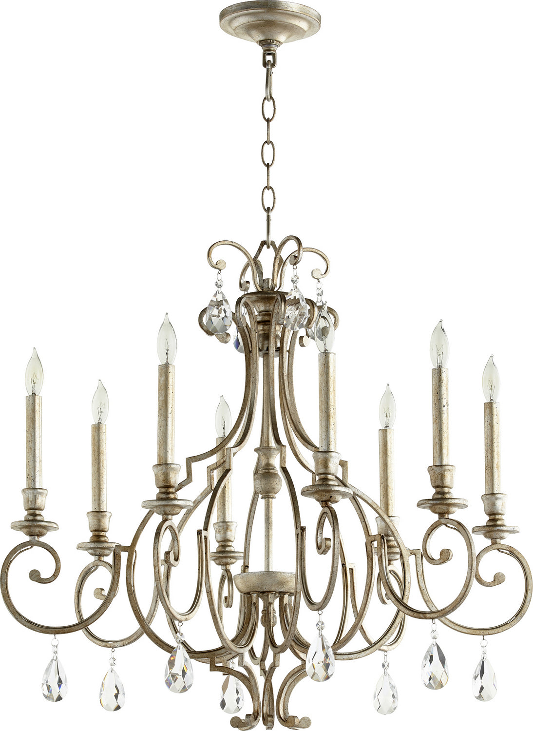 Quorum - 6014-8-60 - Eight Light Chandelier - Ansley - Aged Silver Leaf