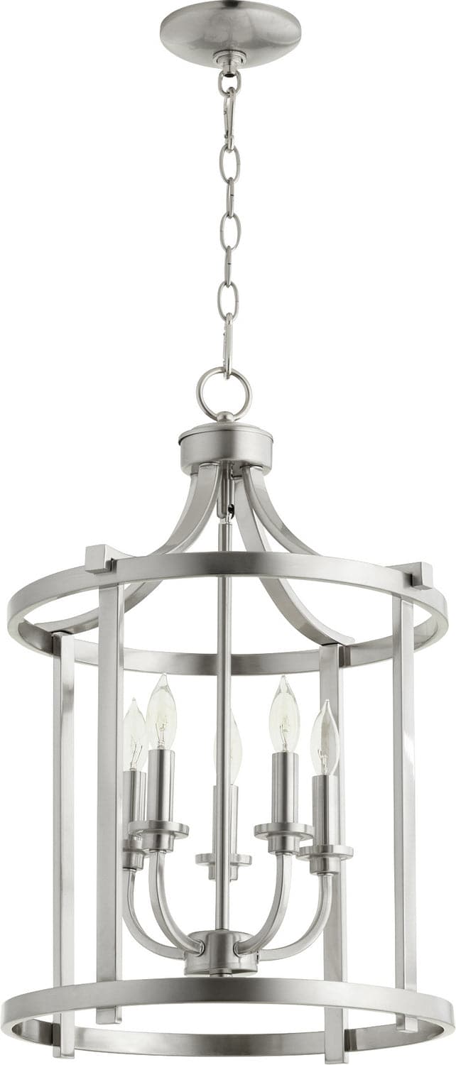 Quorum - 6807-5-65 - Five Light Entry Pendant - Lancaster - Satin Nickel