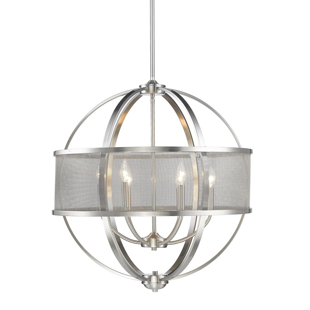 Golden - 3167-6 PW-PW - Six Light Chandelier - Colson PW - Pewter