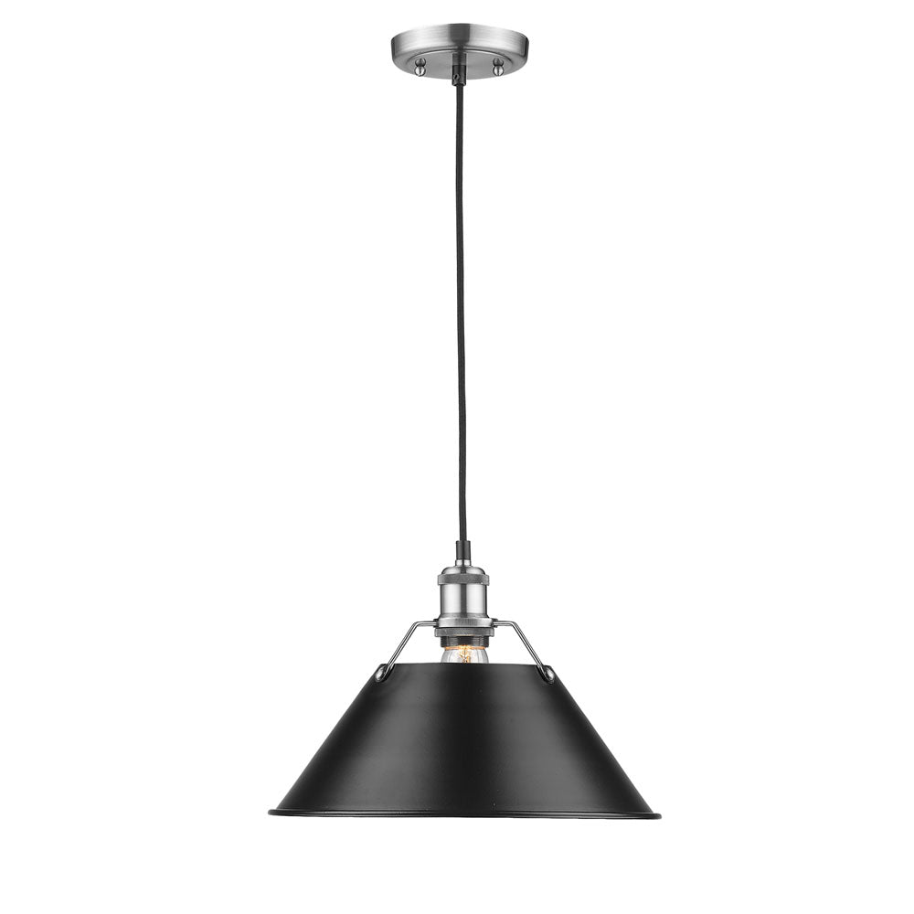 Golden - 3306-L PW-BLK - One Light Pendant - Orwell PW - Pewter
