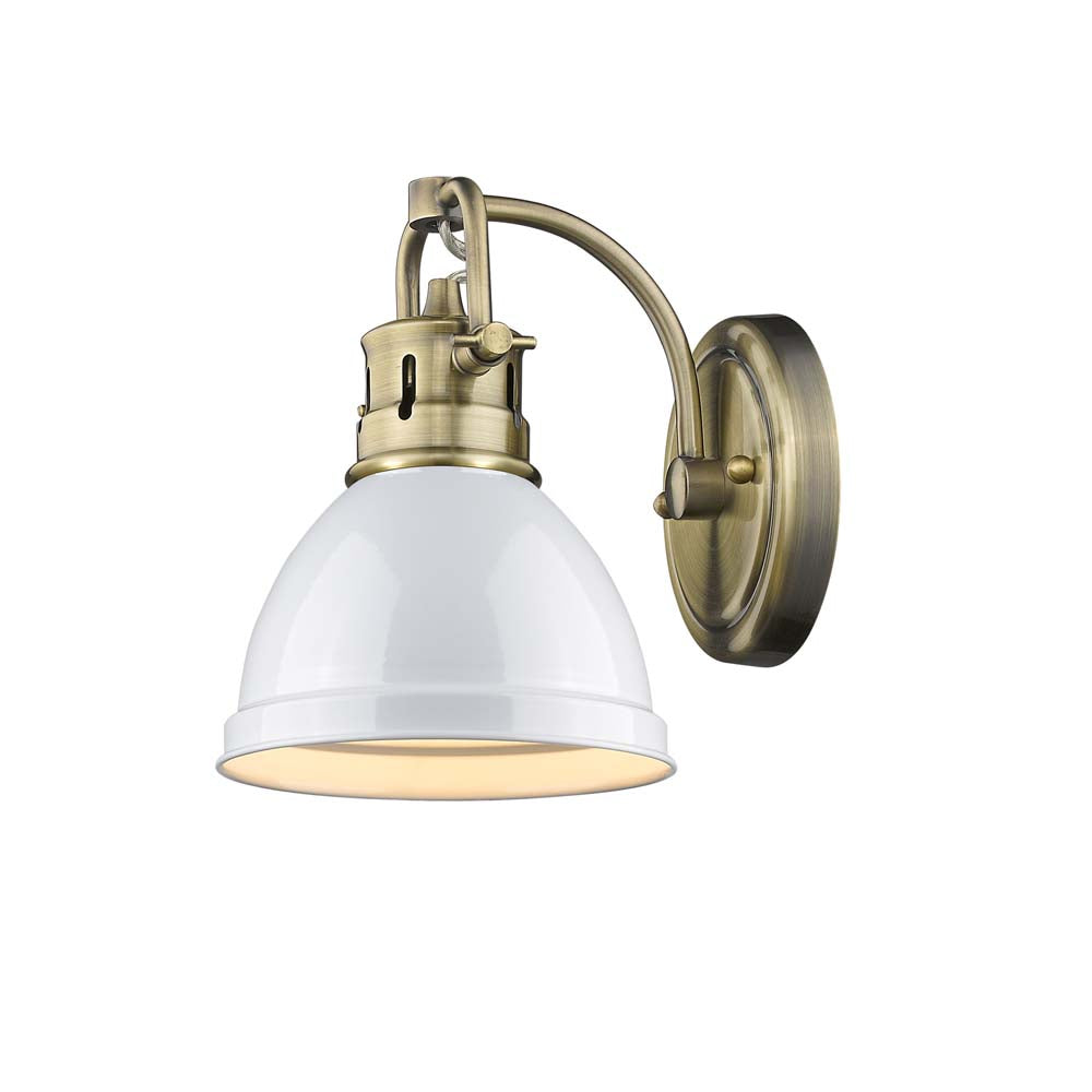 Golden - 3602-BA1 AB-WH - One Light Bath Vanity - Duncan AB - Aged Brass