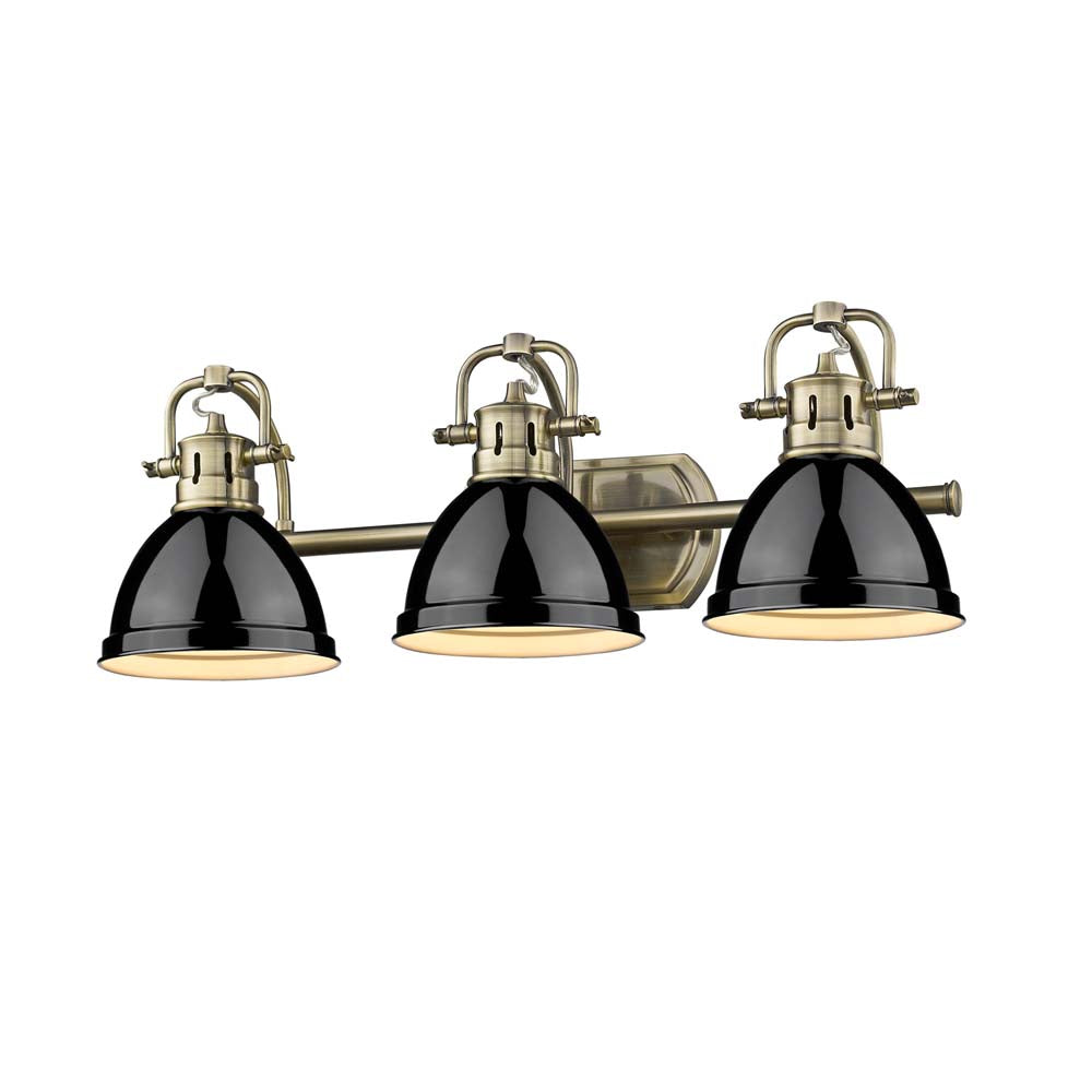 Golden - 3602-BA3 AB-BK - Three Light Bath Vanity - Duncan AB - Aged Brass