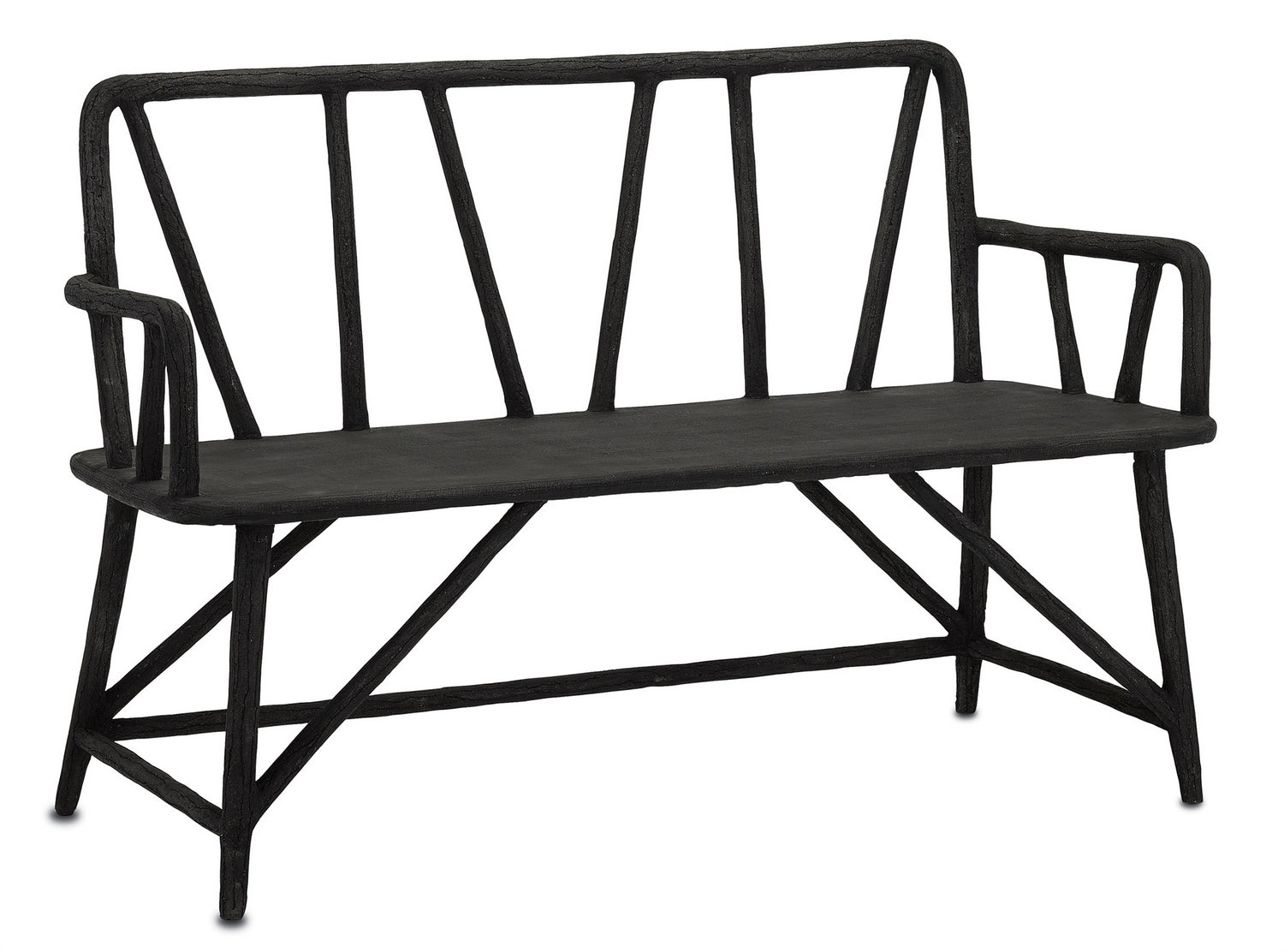 Bench from the Arboria collection in Distressed Black/Faux Bois finish