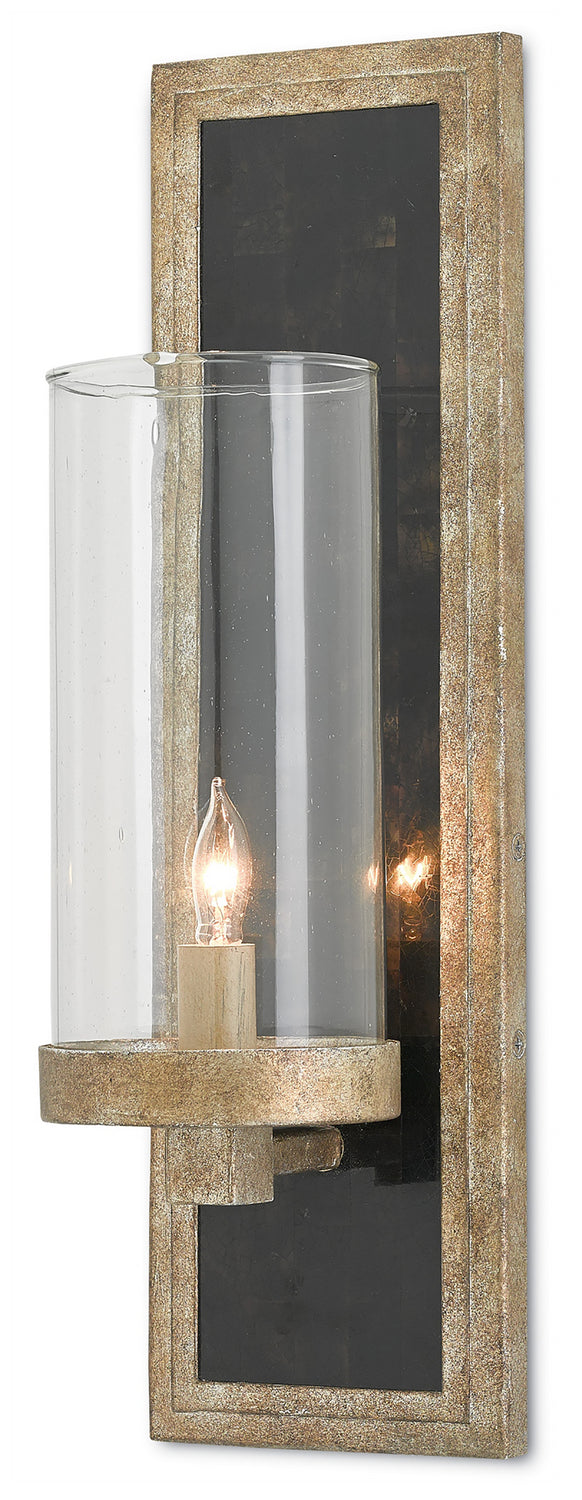 One Light Wall Sconce from the Charade collection in Antique Silver Leaf/Black Penshell Crackle finish