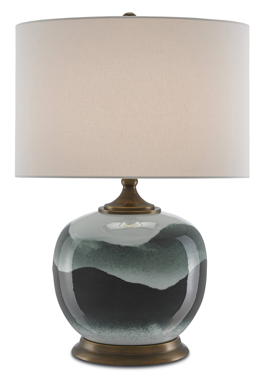 One Light Table Lamp from the Boreal collection in White/Green/Antique Brass finish