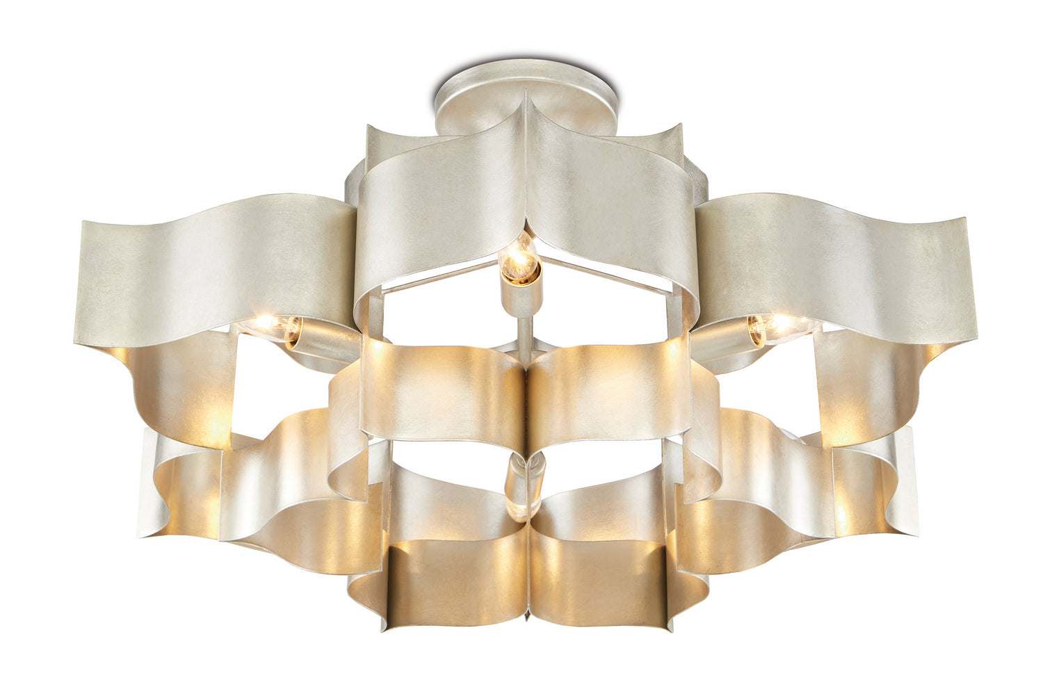 Six Light Chandelier from the Grand collection in Contemporary Silver Leaf finish
