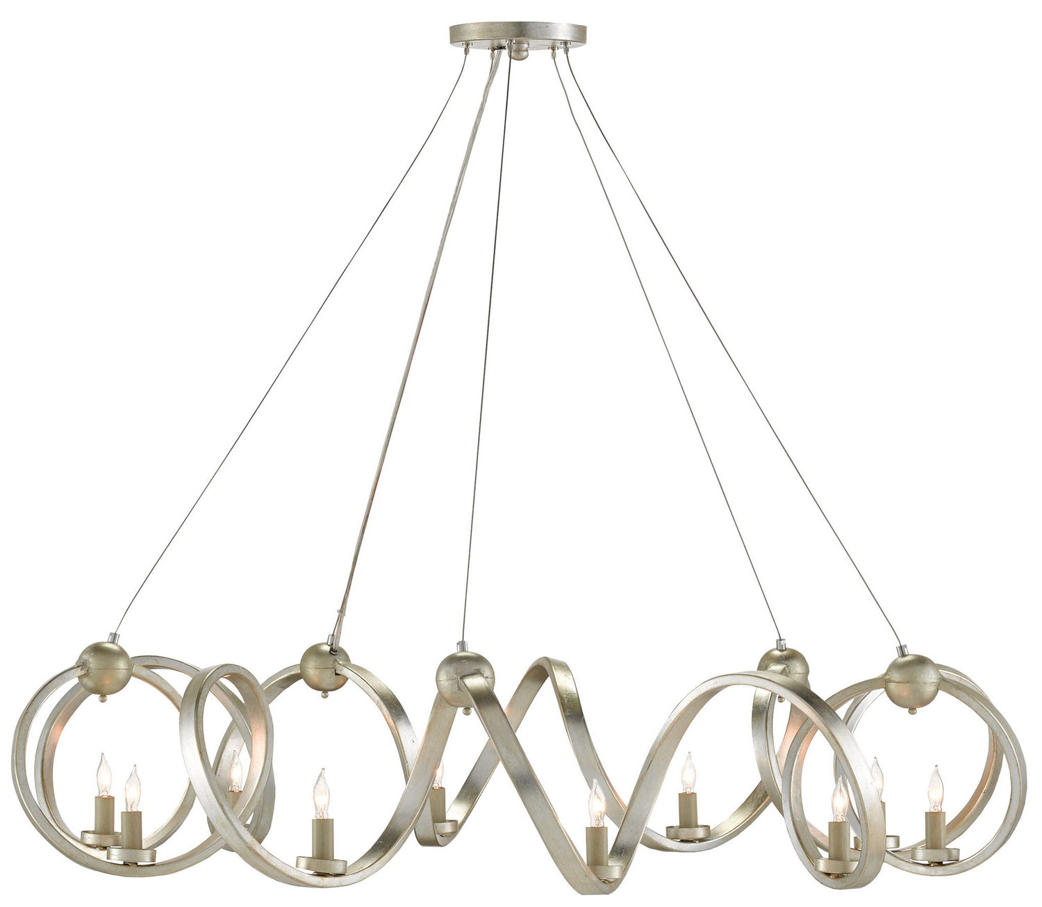 Ten Light Chandelier from the Ringmaster collection in Contemporary Silver Leaf finish