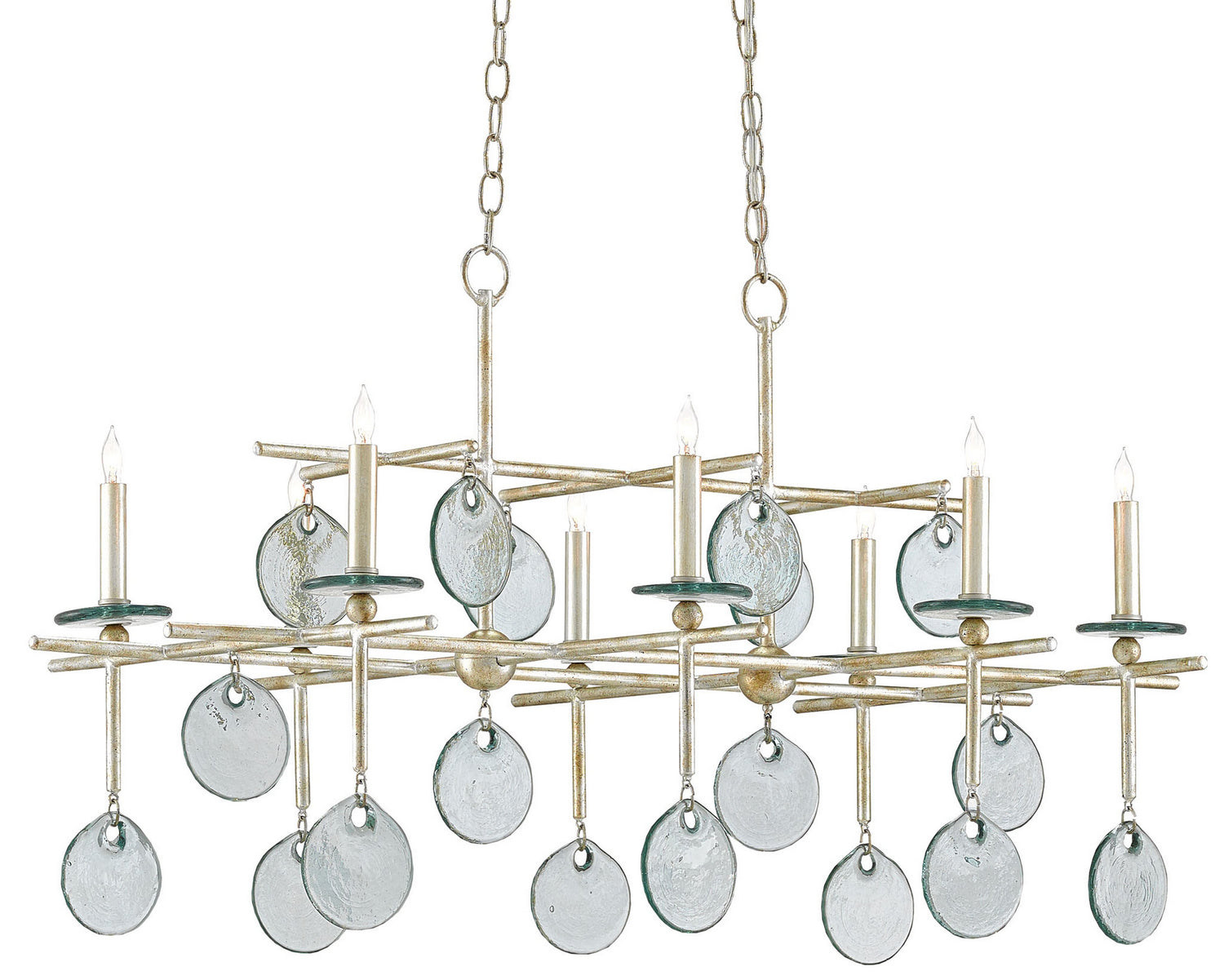 Eight Light Chandelier from the Sethos collection in Silver Granello finish
