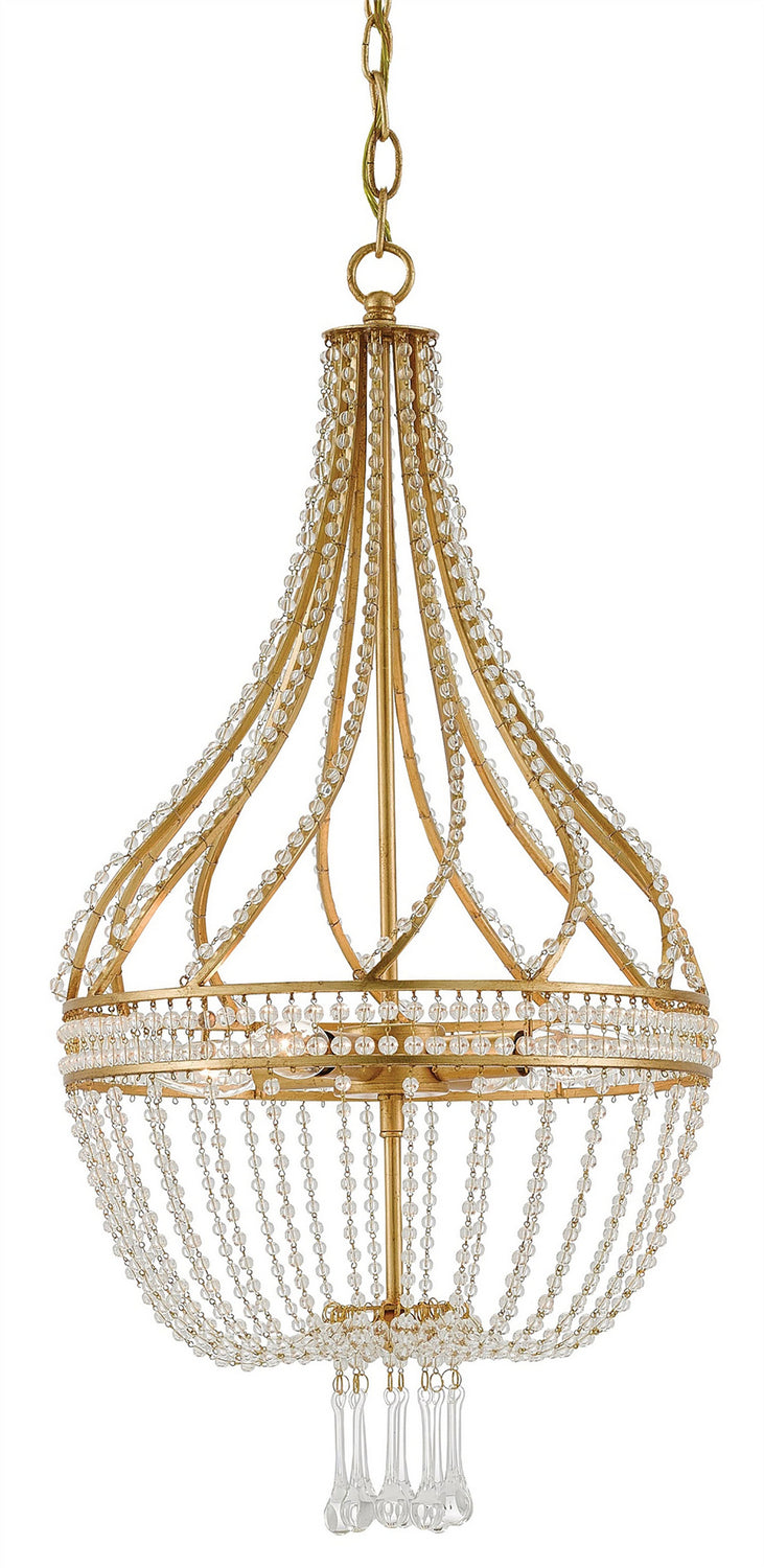 Four Light Chandelier from the Ingenue collection in Antique Gold Leaf finish