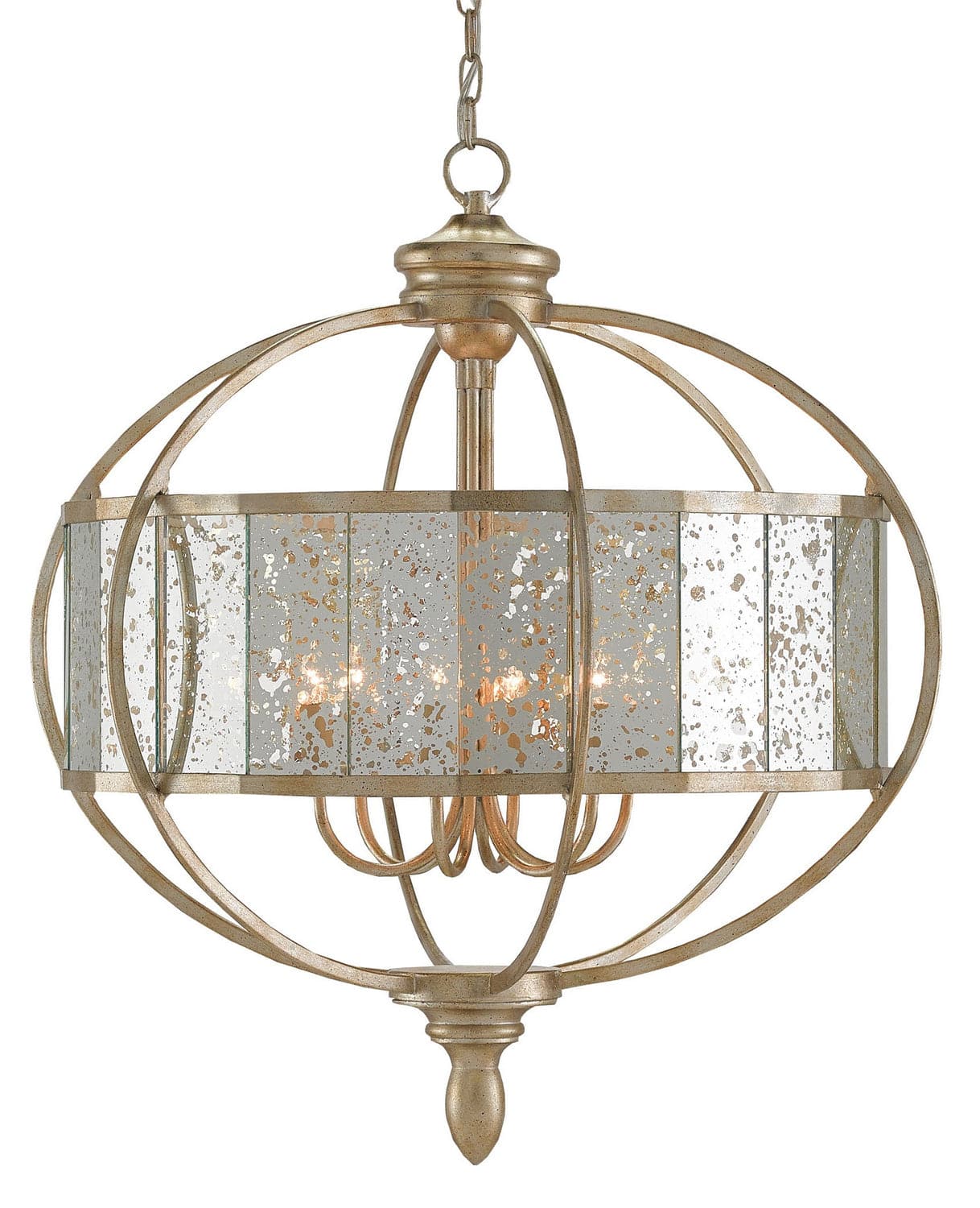 Six Light Chandelier from the Florence collection in Silver Granello/Raj Mirror finish