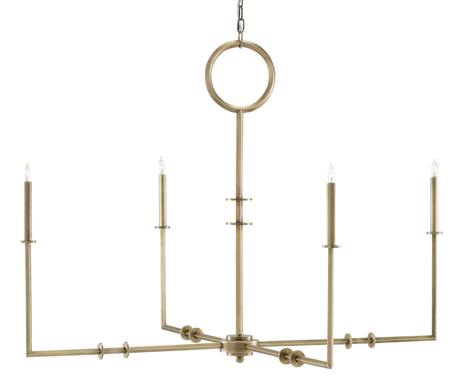 Four Light Chandelier from the Rogue collection in Antique Brass finish