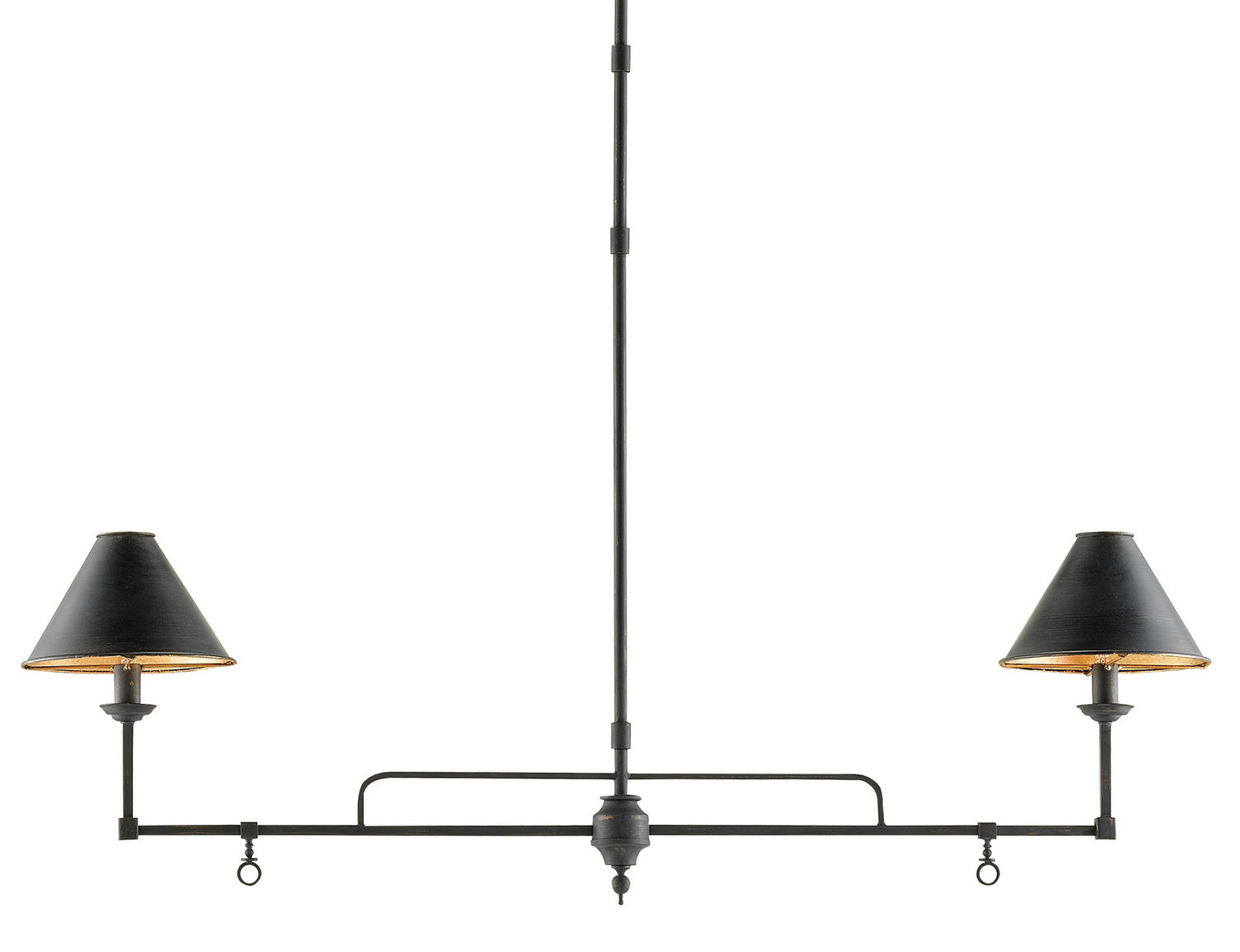 Two Light Chandelier from the Prosperity collection in French Black/Contemporary Gold Leaf Interior finish
