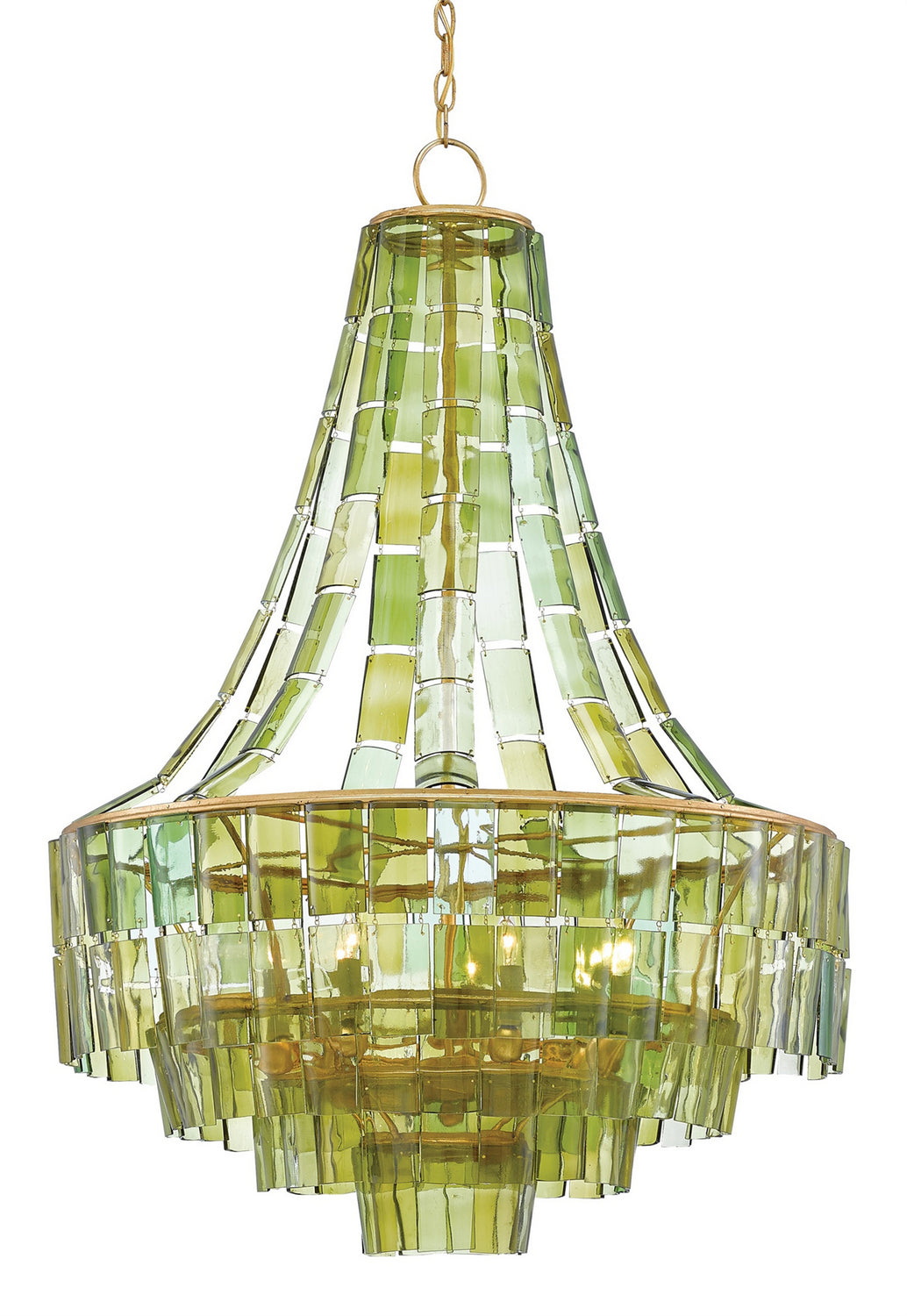 Seven Light Chandelier from the Vintner collection in Dark Contemporary Gold Leaf/Green finish