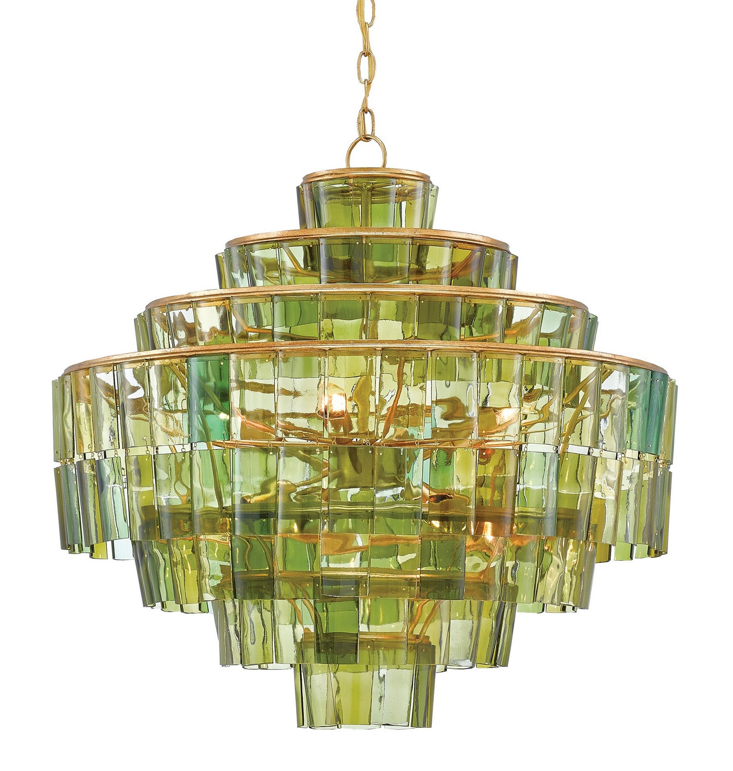 Eight Light Chandelier from the Sommelier collection in Dark Contemporary Gold Leaf/Green finish