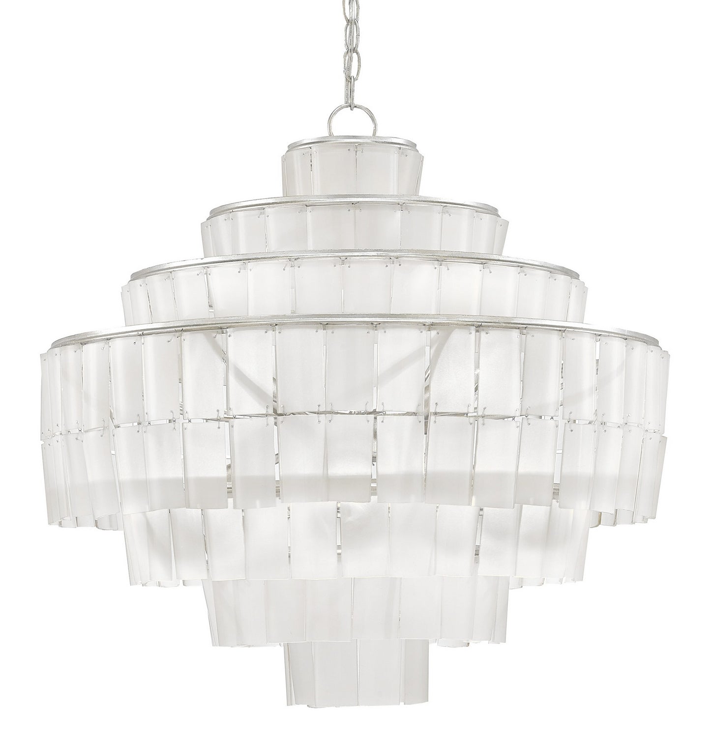 Eight Light Chandelier from the Sommelier collection in Contemporary Silver Leaf/Opaque White finish