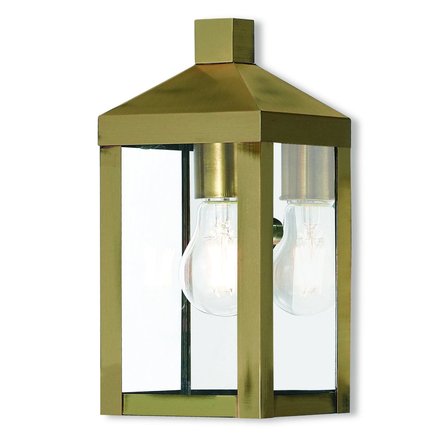 Livex Lighting - 20581-01 - One Light Outdoor Wall Lantern - Nyack - Antique Brass w/ Polished Chrome Stainless Steel