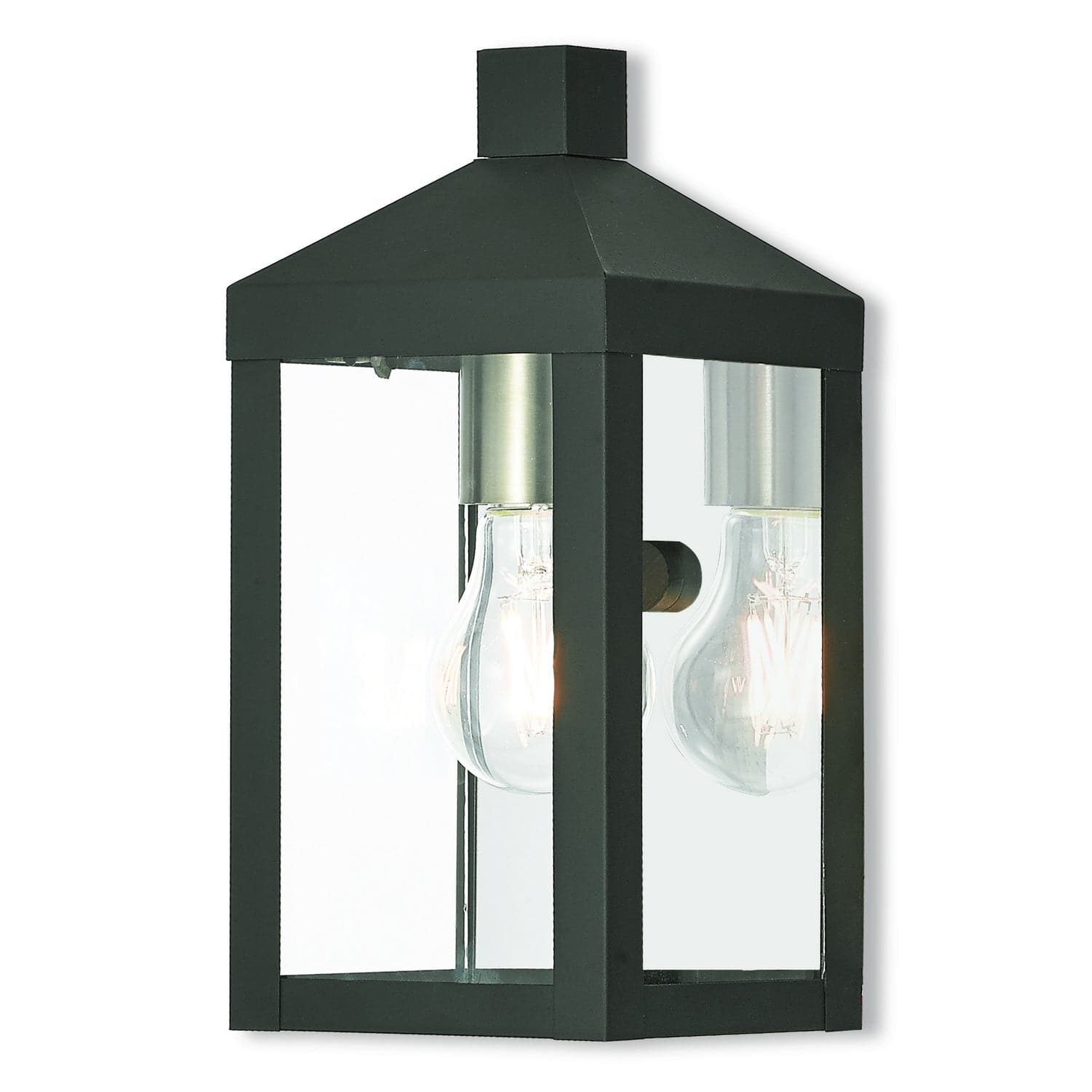Livex Lighting - 20581-04 - One Light Outdoor Wall Lantern - Nyack - Black w/ Brushed Nickel Cluster and Polished Chrome Stainless Steel